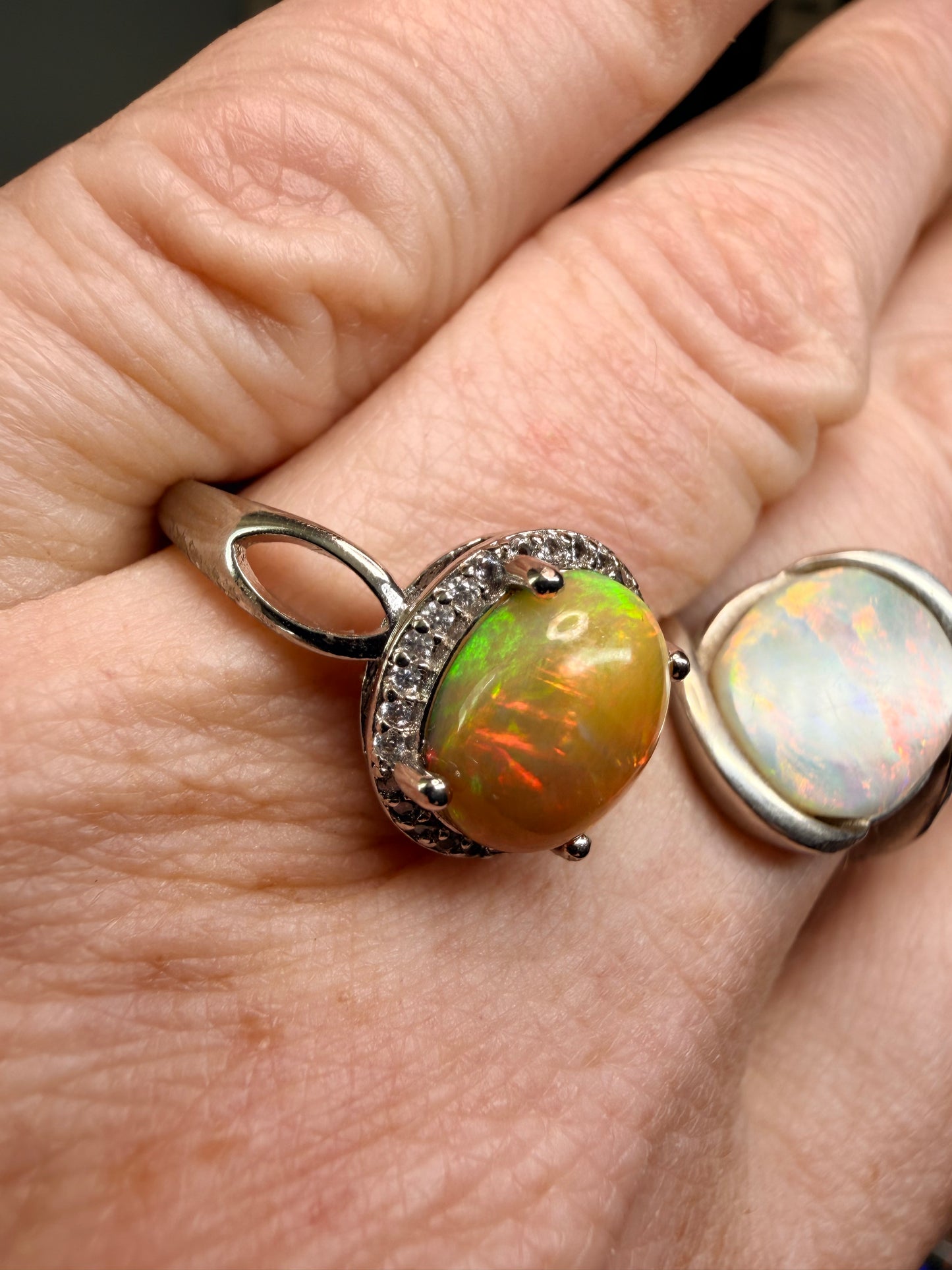 2.4 carat Ethiopian opal adjustable ring orange yellow