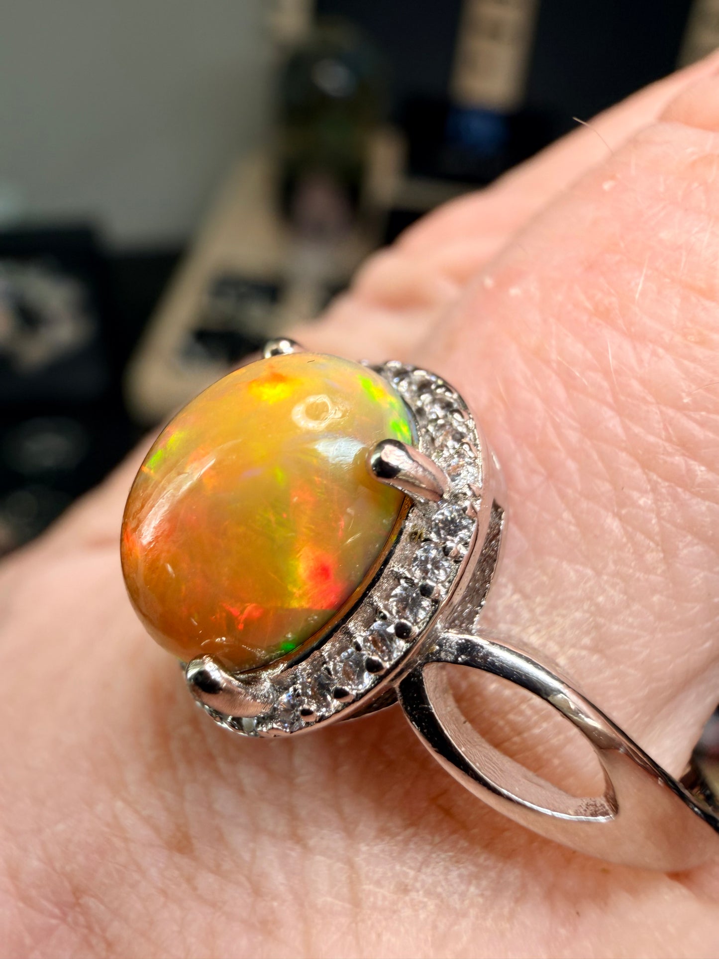 2.4 carat Ethiopian opal adjustable ring orange yellow
