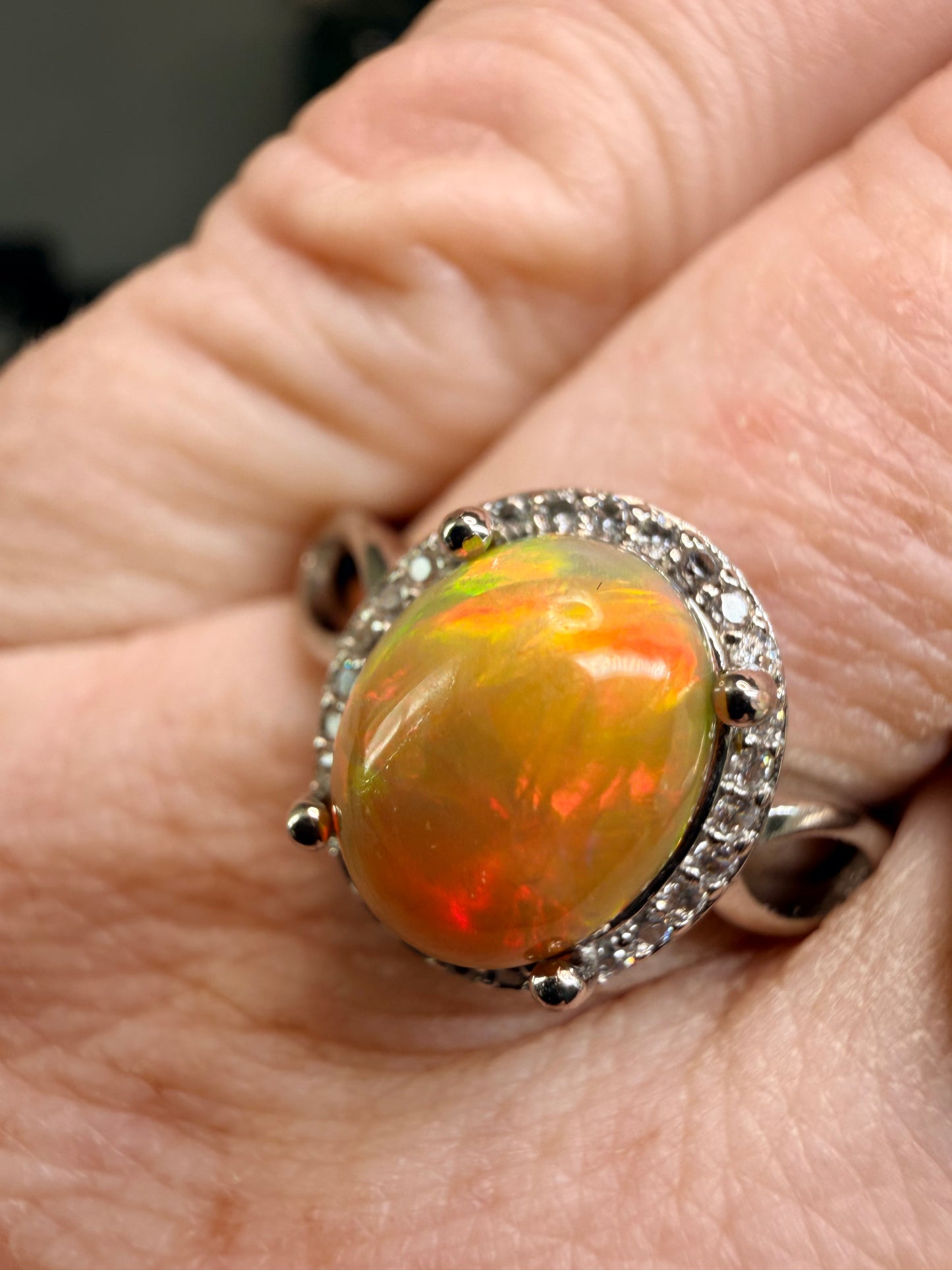 2.4 carat Ethiopian opal adjustable ring orange yellow
