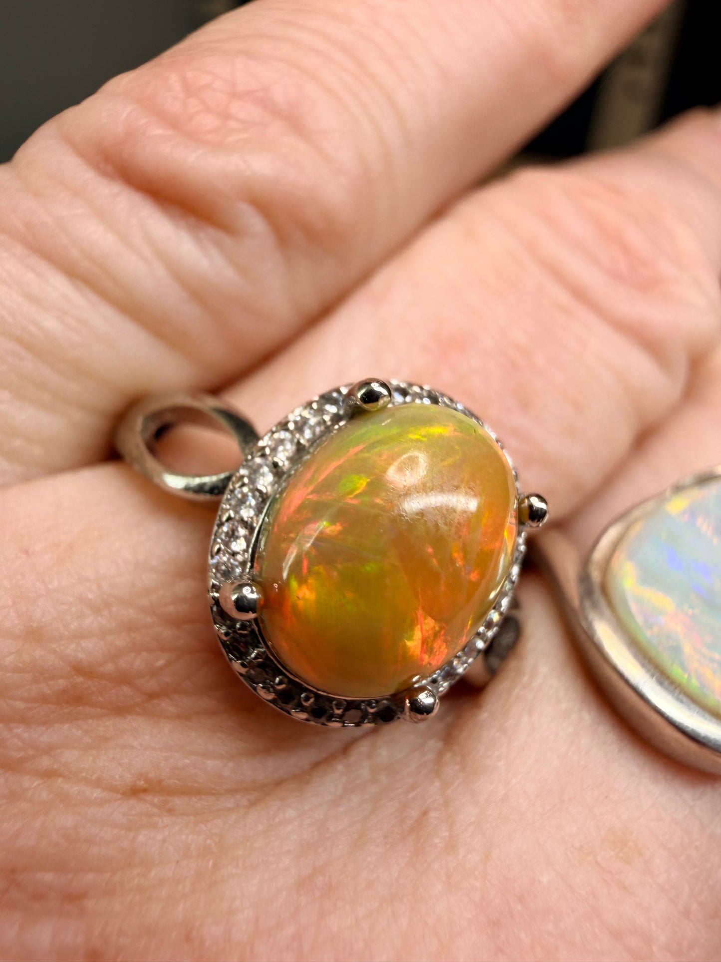 2.4 carat Ethiopian opal adjustable ring orange yellow