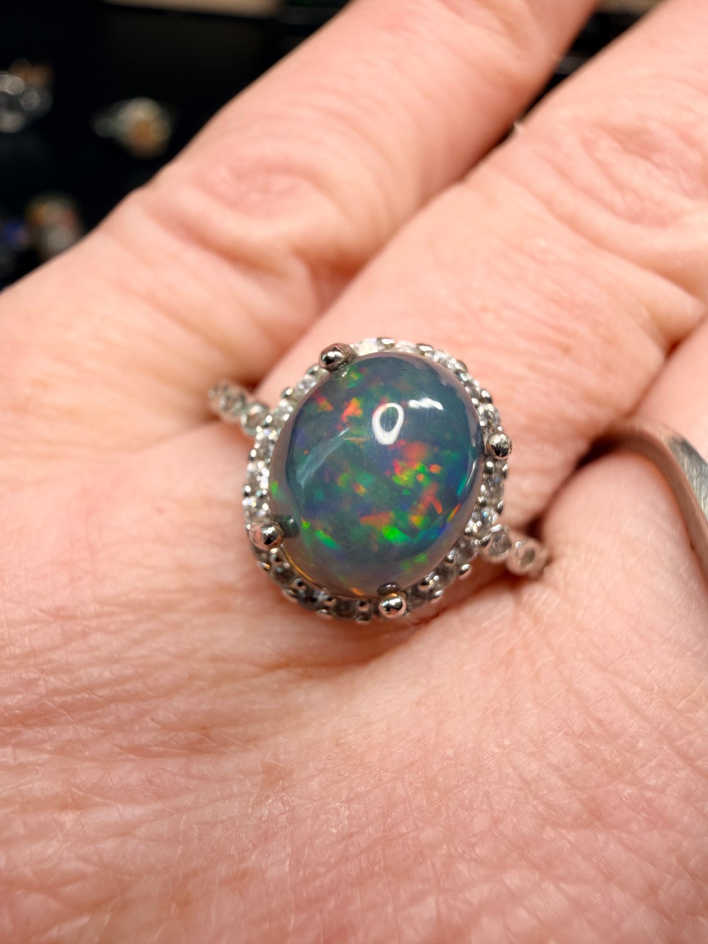 2.2 carat Ethiopian opal adjustable ring confetti