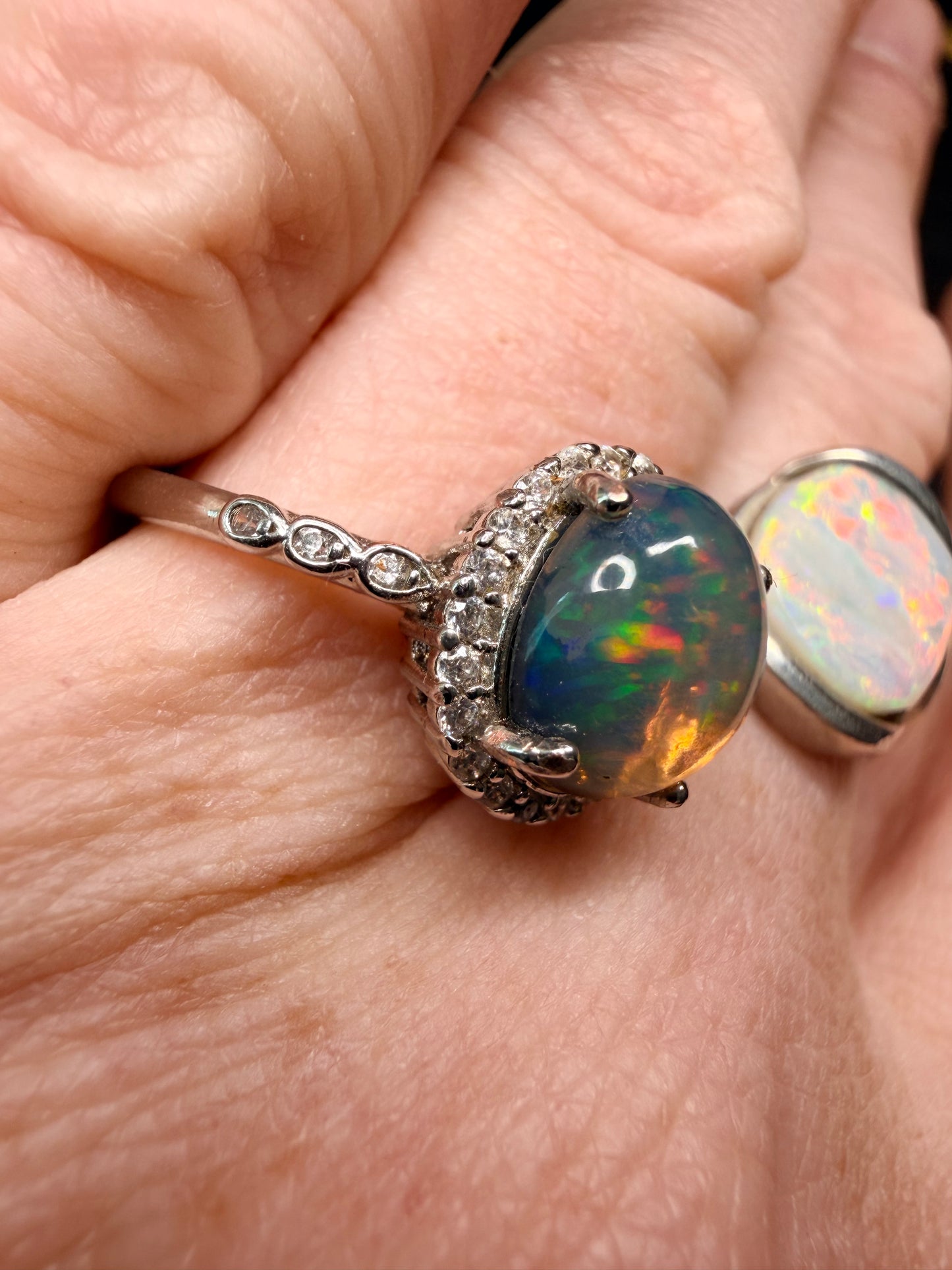 2.2 carat Ethiopian opal adjustable ring confetti