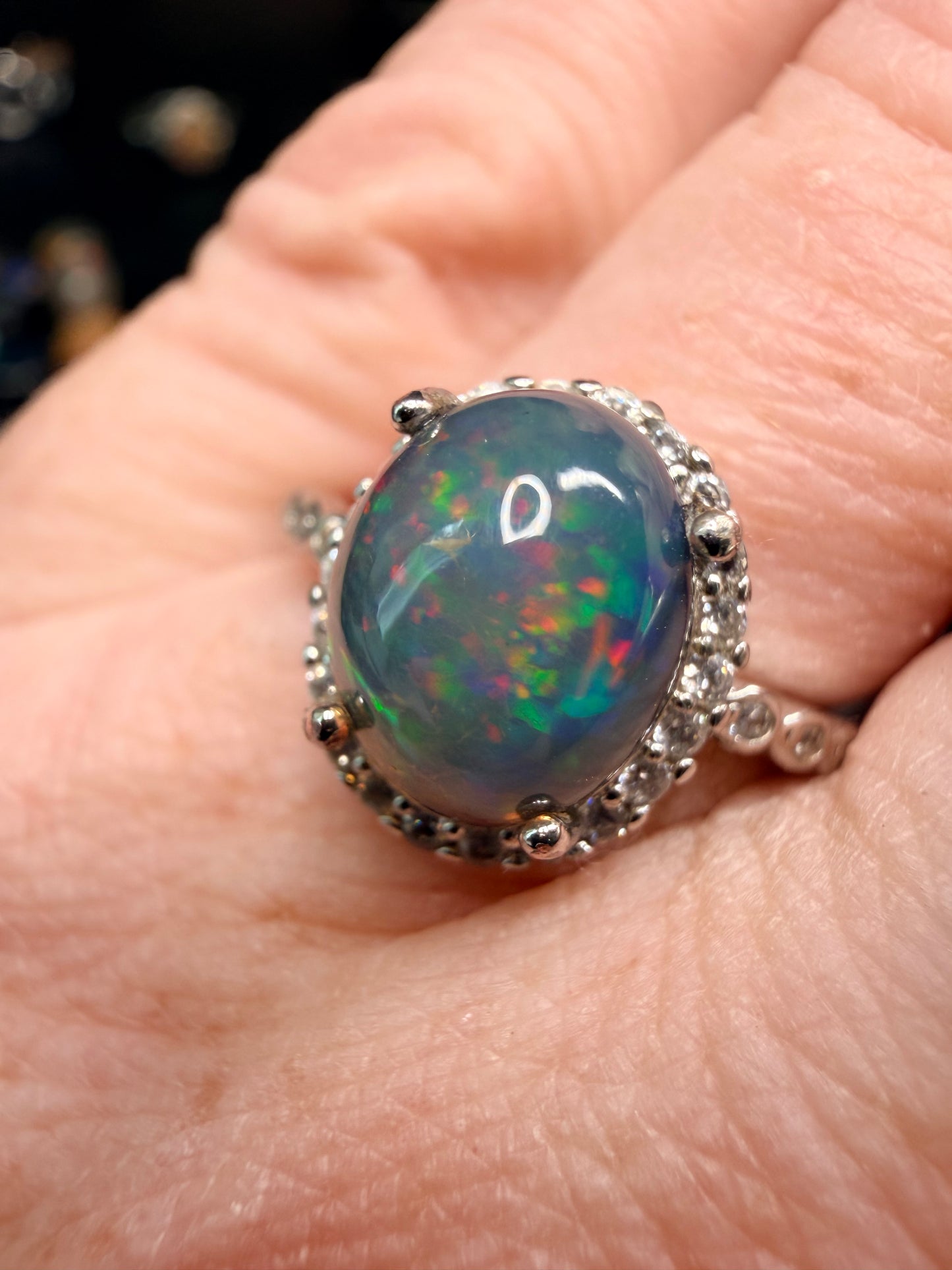 2.2 carat Ethiopian opal adjustable ring confetti