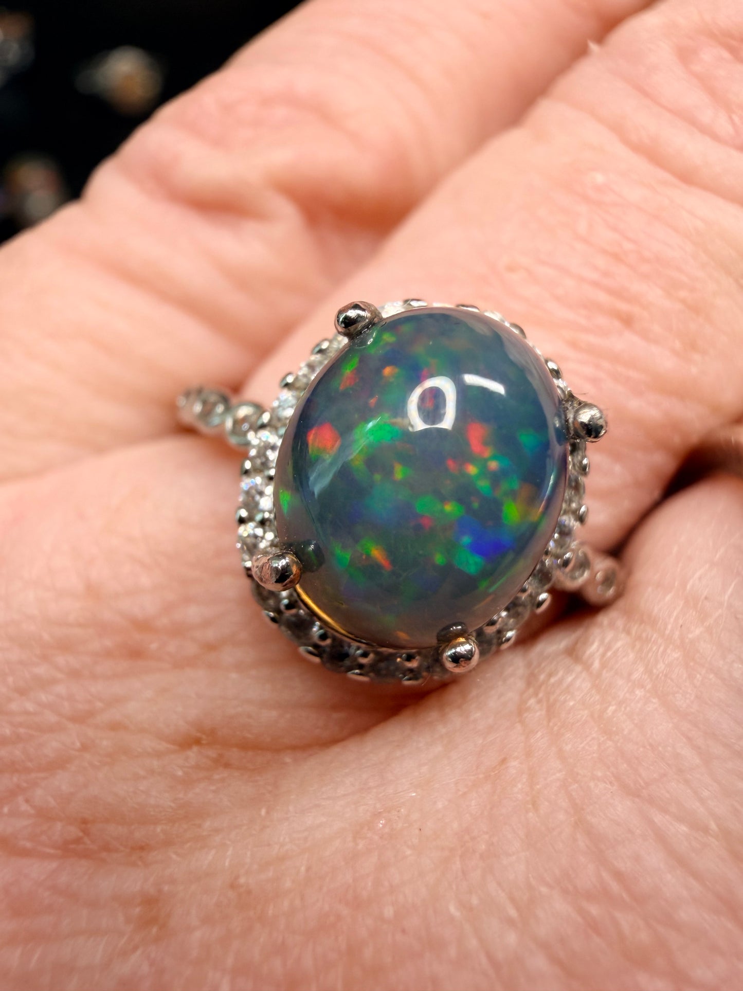 2.2 carat Ethiopian opal adjustable ring confetti