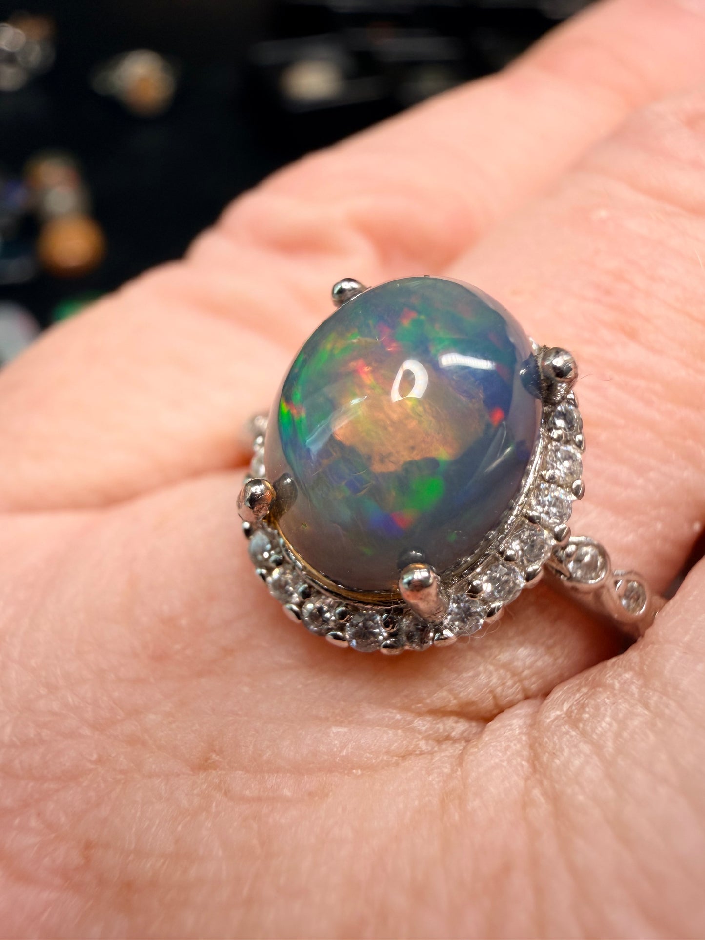 2.2 carat Ethiopian opal adjustable ring confetti