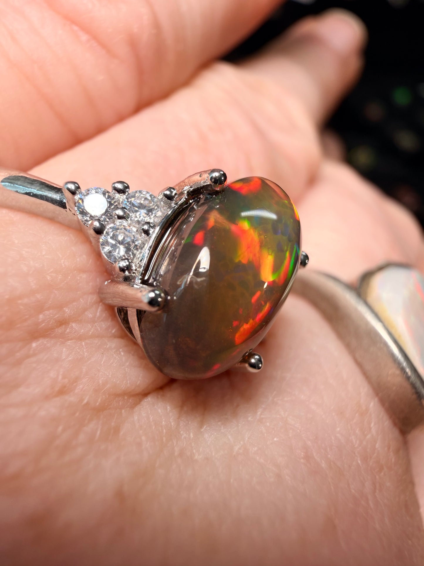 1.8 carat Ethiopian black opal adjustable ring