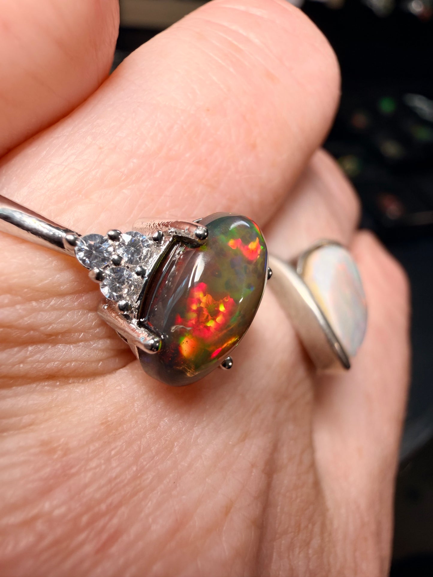 1.8 carat Ethiopian black opal adjustable ring
