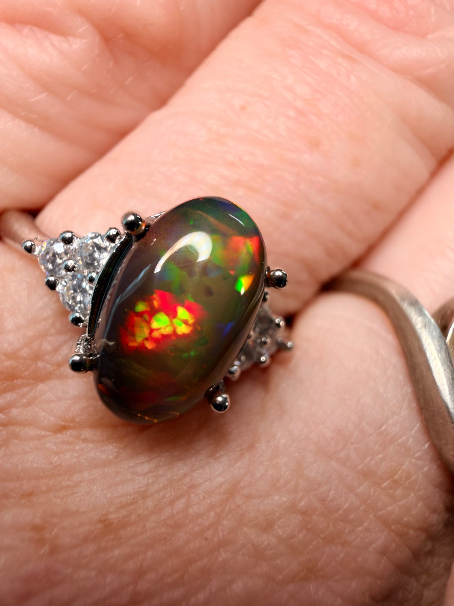 1.8 carat Ethiopian black opal adjustable ring