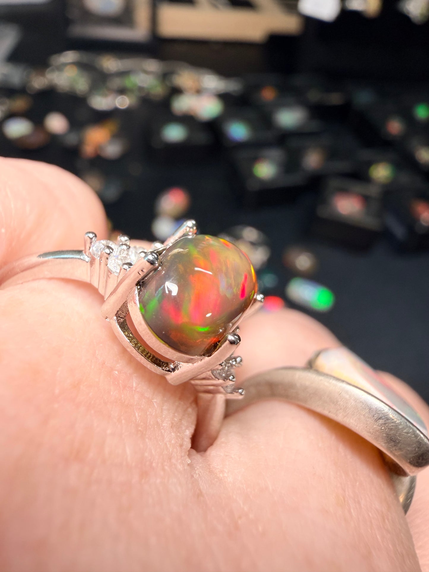 1.8 carat Ethiopian black opal adjustable ring