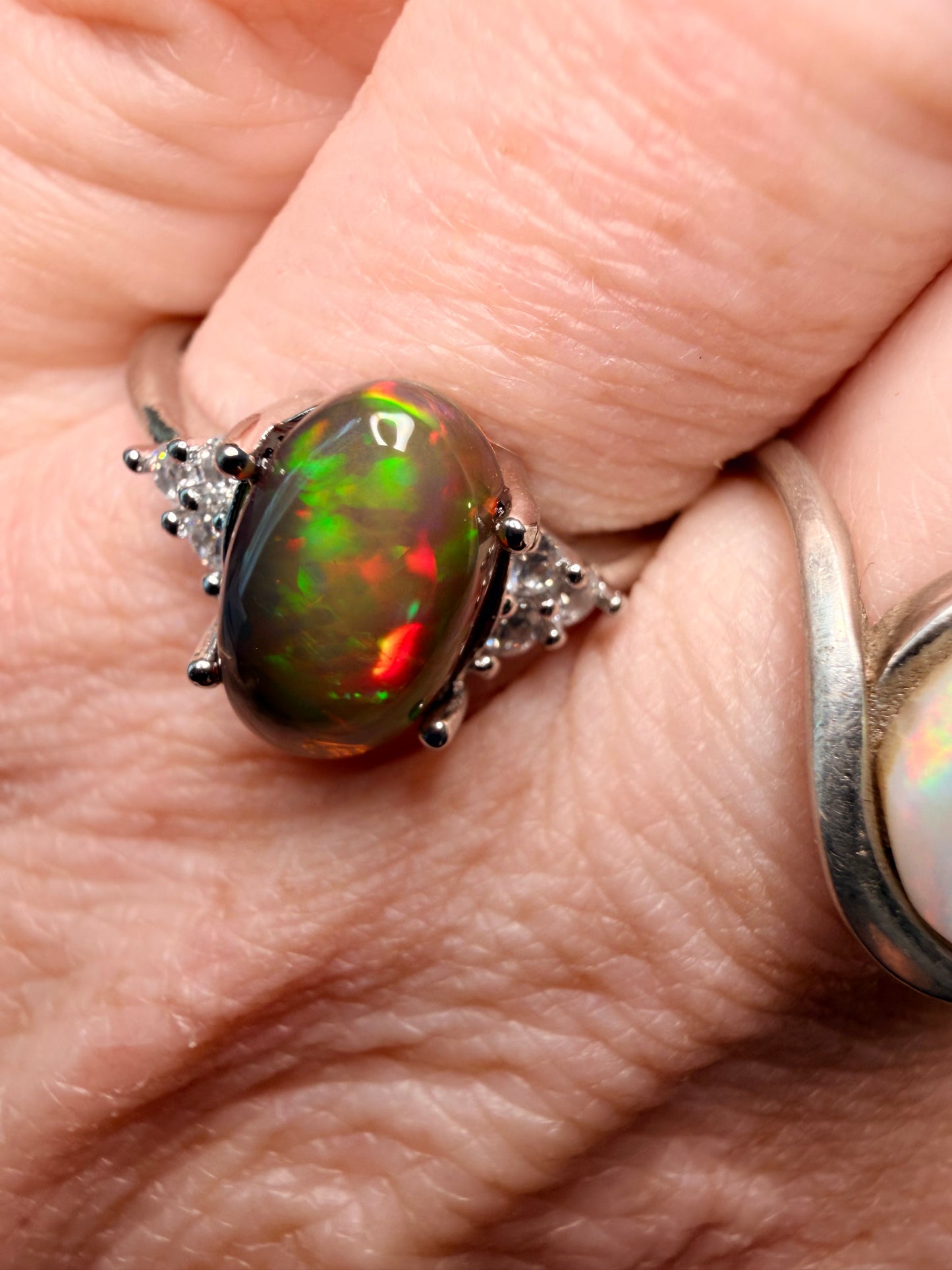 1.8 carat Ethiopian black opal adjustable ring