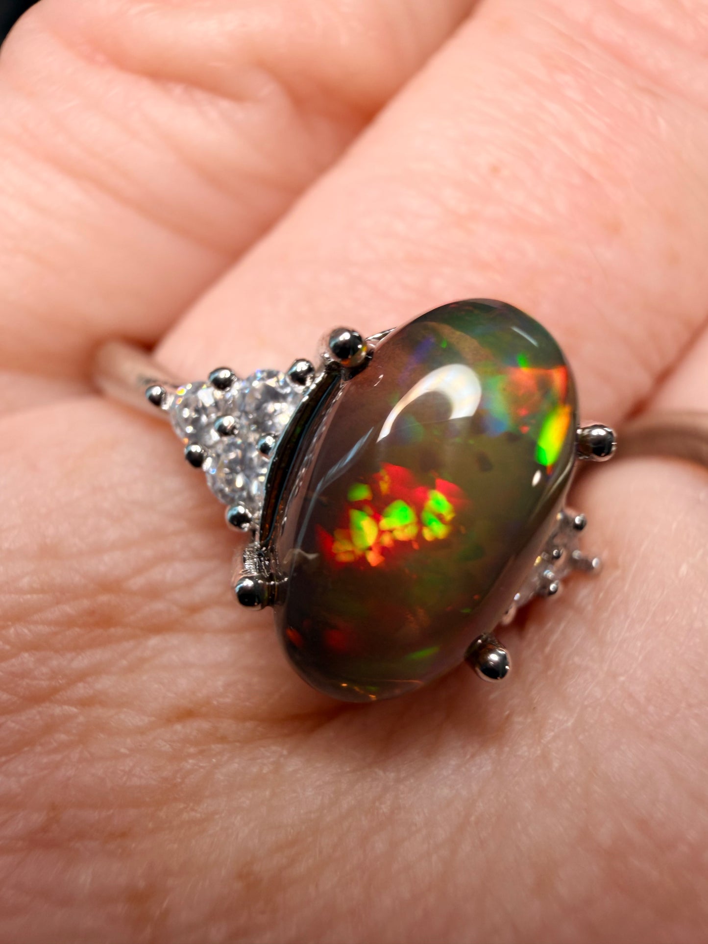 1.8 carat Ethiopian black opal adjustable ring