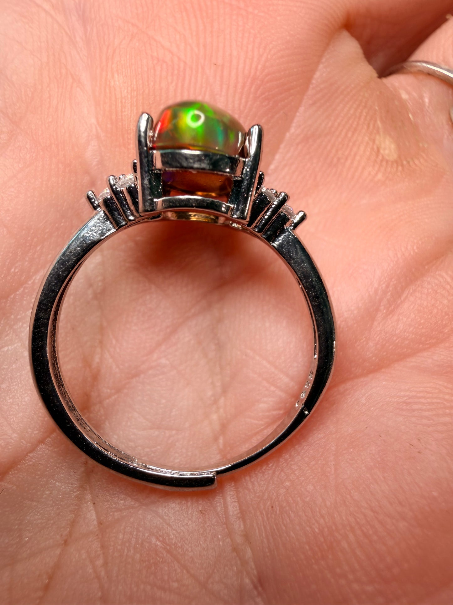 1.8 carat Ethiopian black opal adjustable ring
