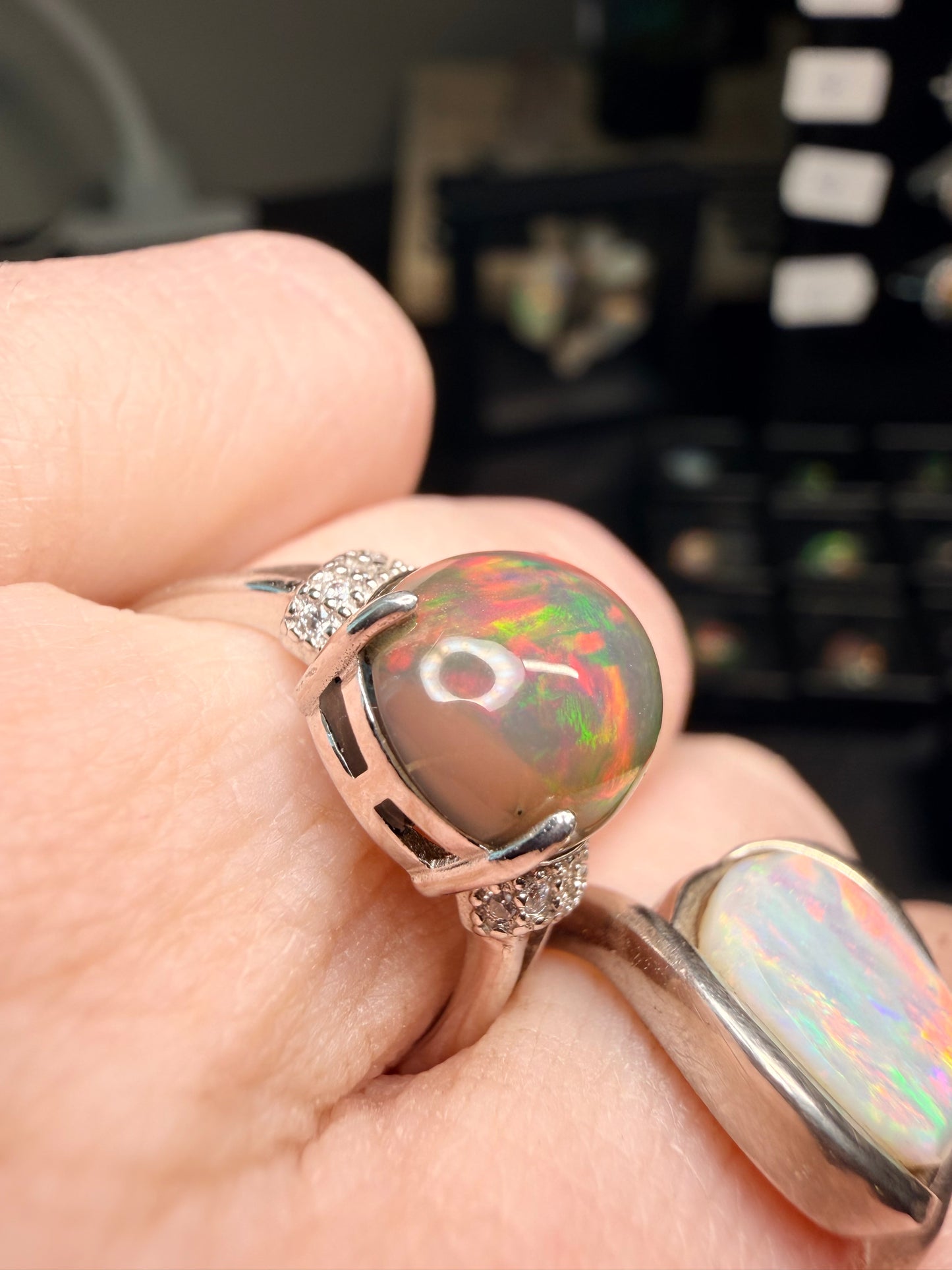 3.3 carat Ethiopian opal adjustable ring 925 silver setting