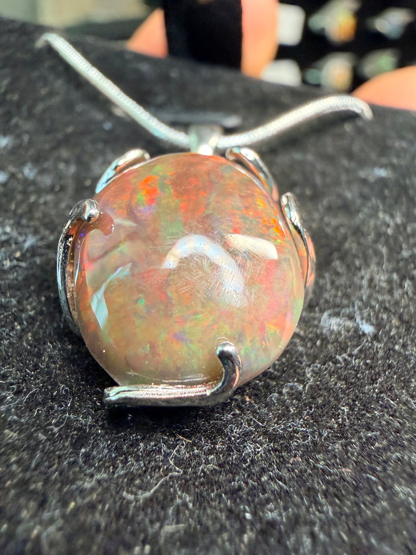 7.2 carat Ethiopian opal Freeform pendant in sterling silver