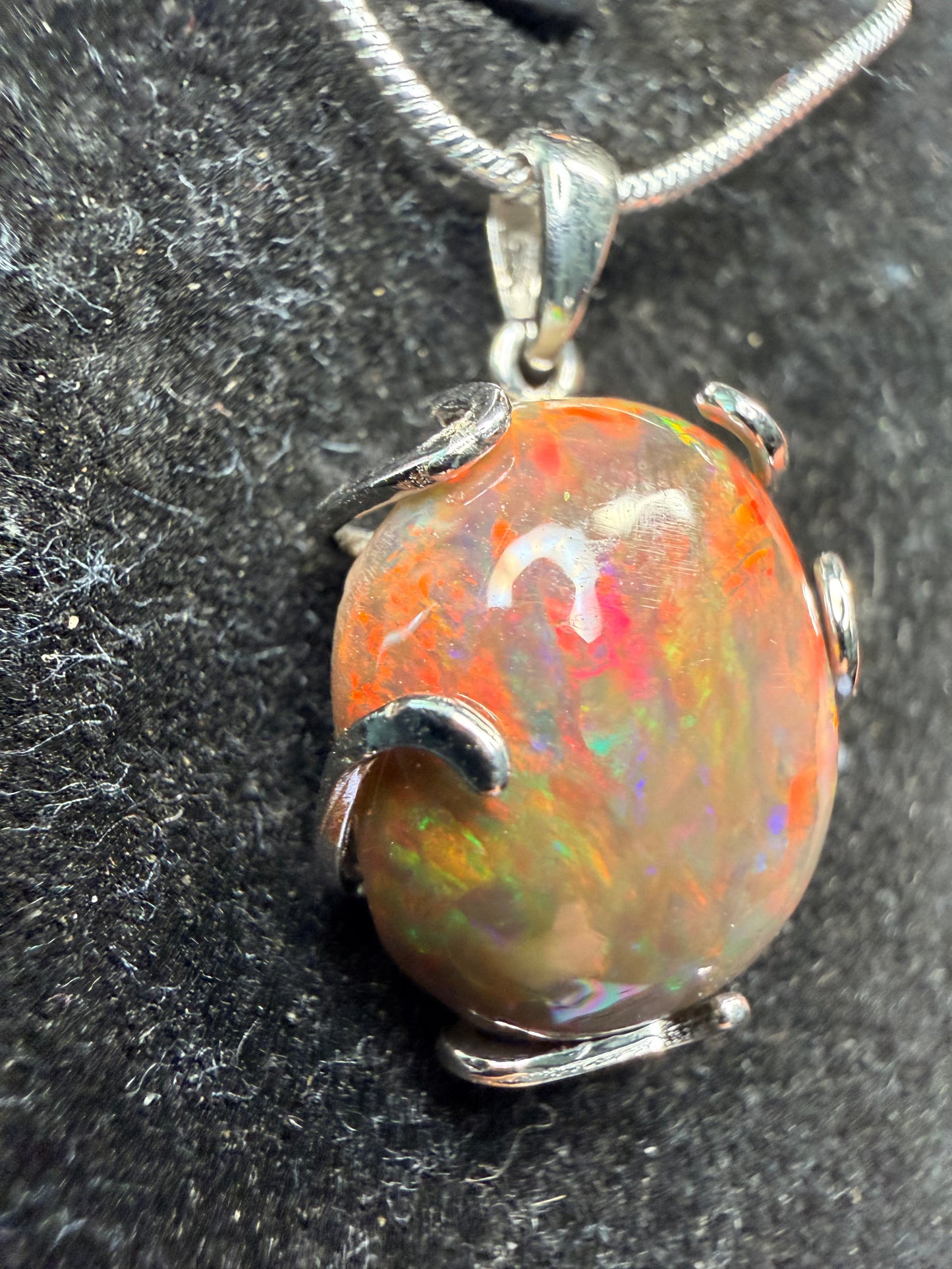 7.2 carat Ethiopian opal Freeform pendant in sterling silver