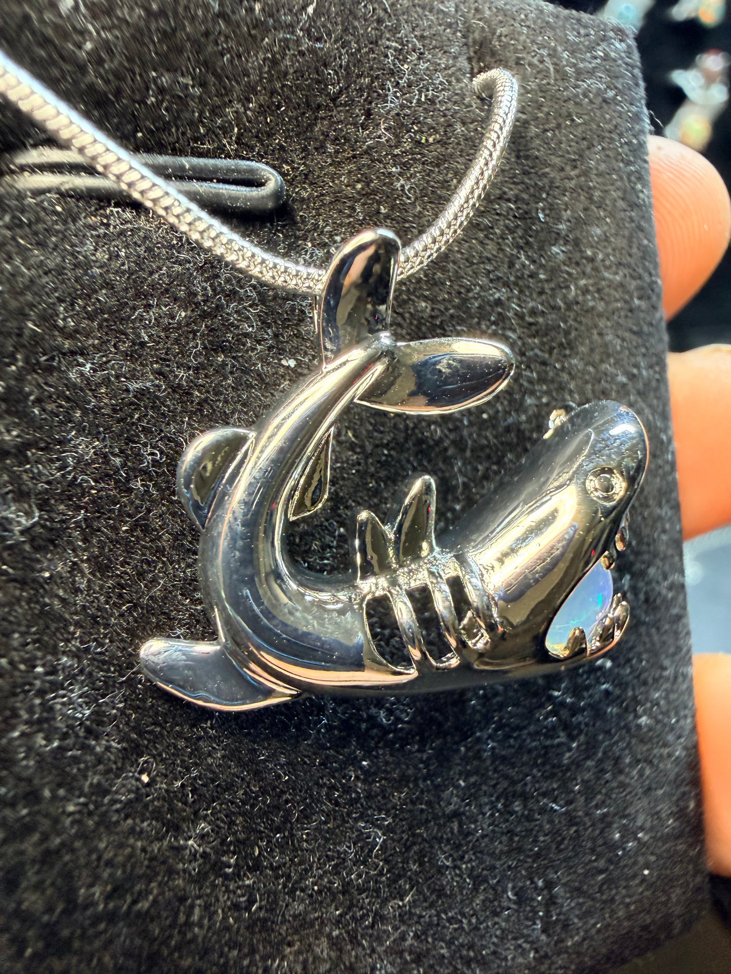 Shark opal sphere pendant