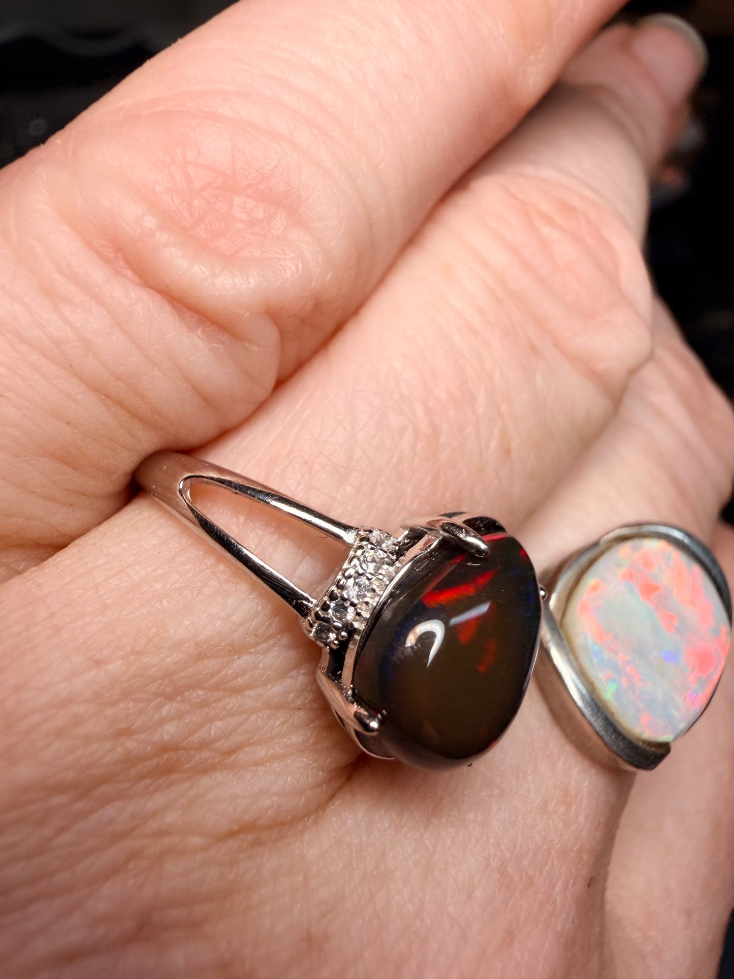2.6 carat all natural black Ethiopian opal adjustable ring