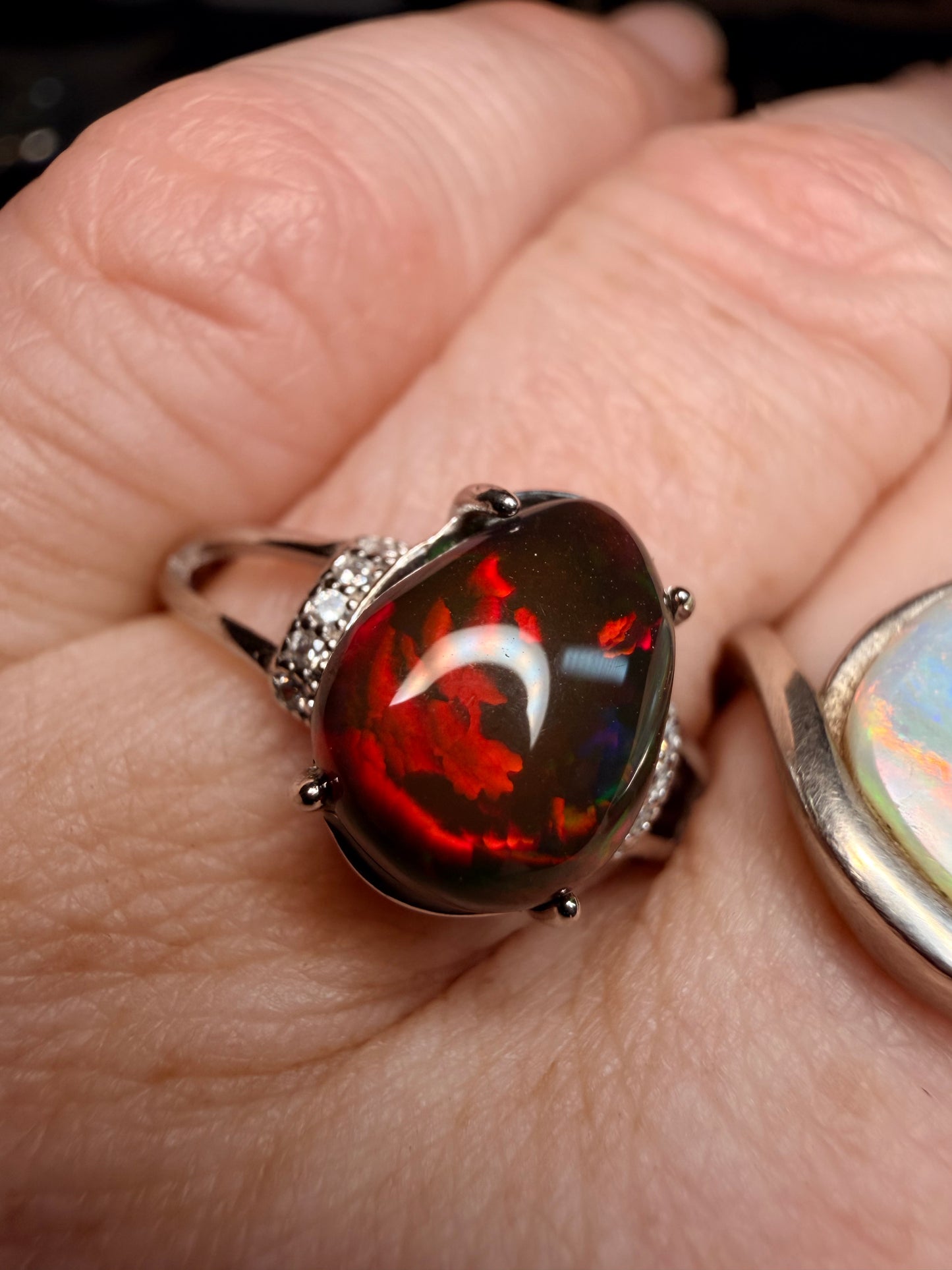 2.6 carat all natural black Ethiopian opal adjustable ring