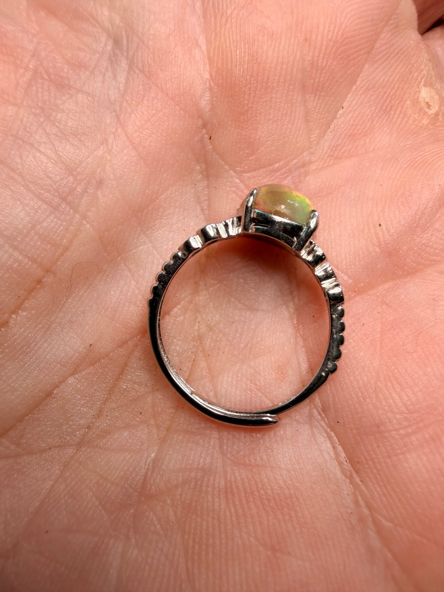 1.8 carat Ethiopian opal adjustable ring in sterling setting