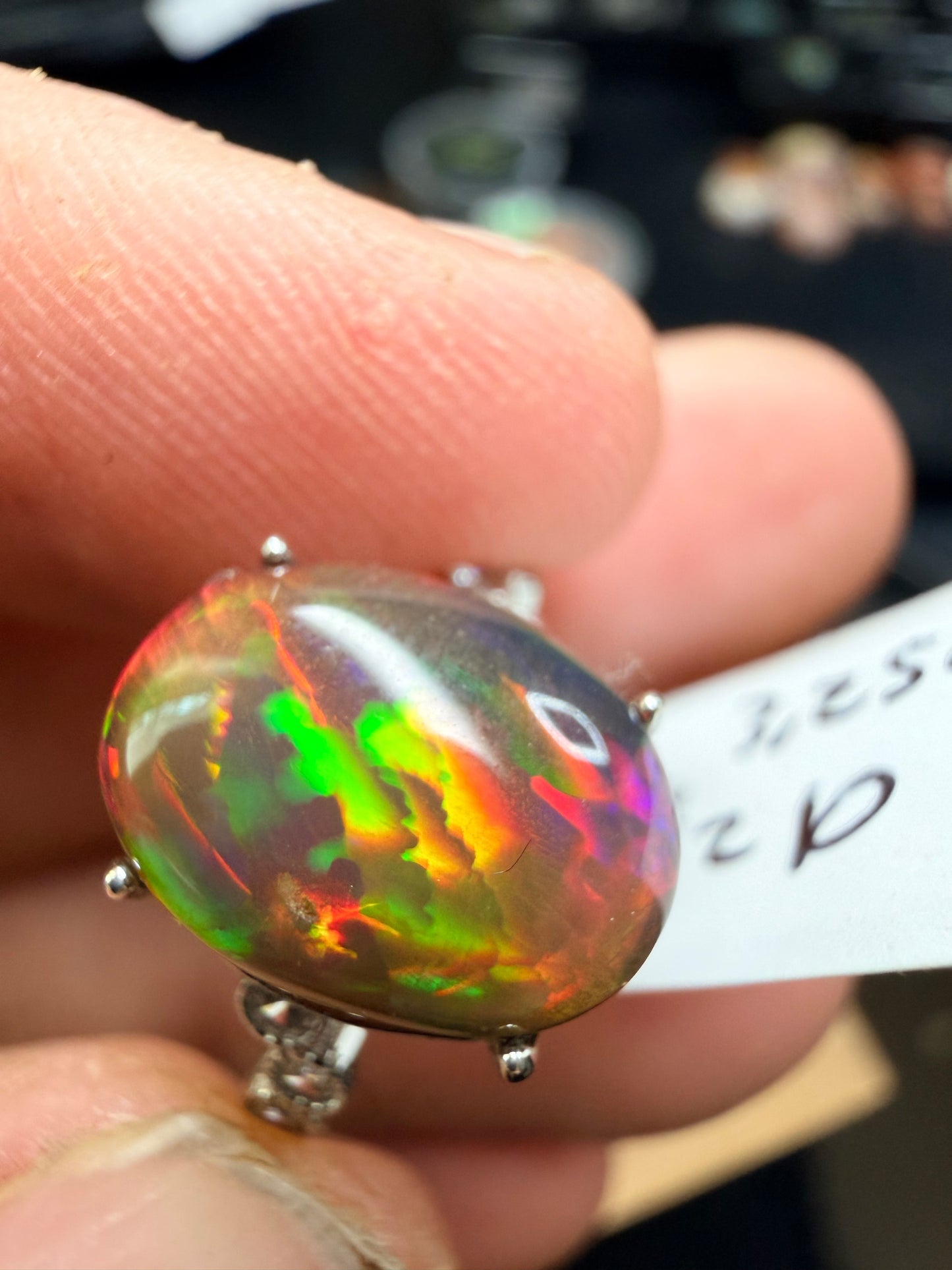 3.25 carat all natural blackEthiopian opal adjustable ring