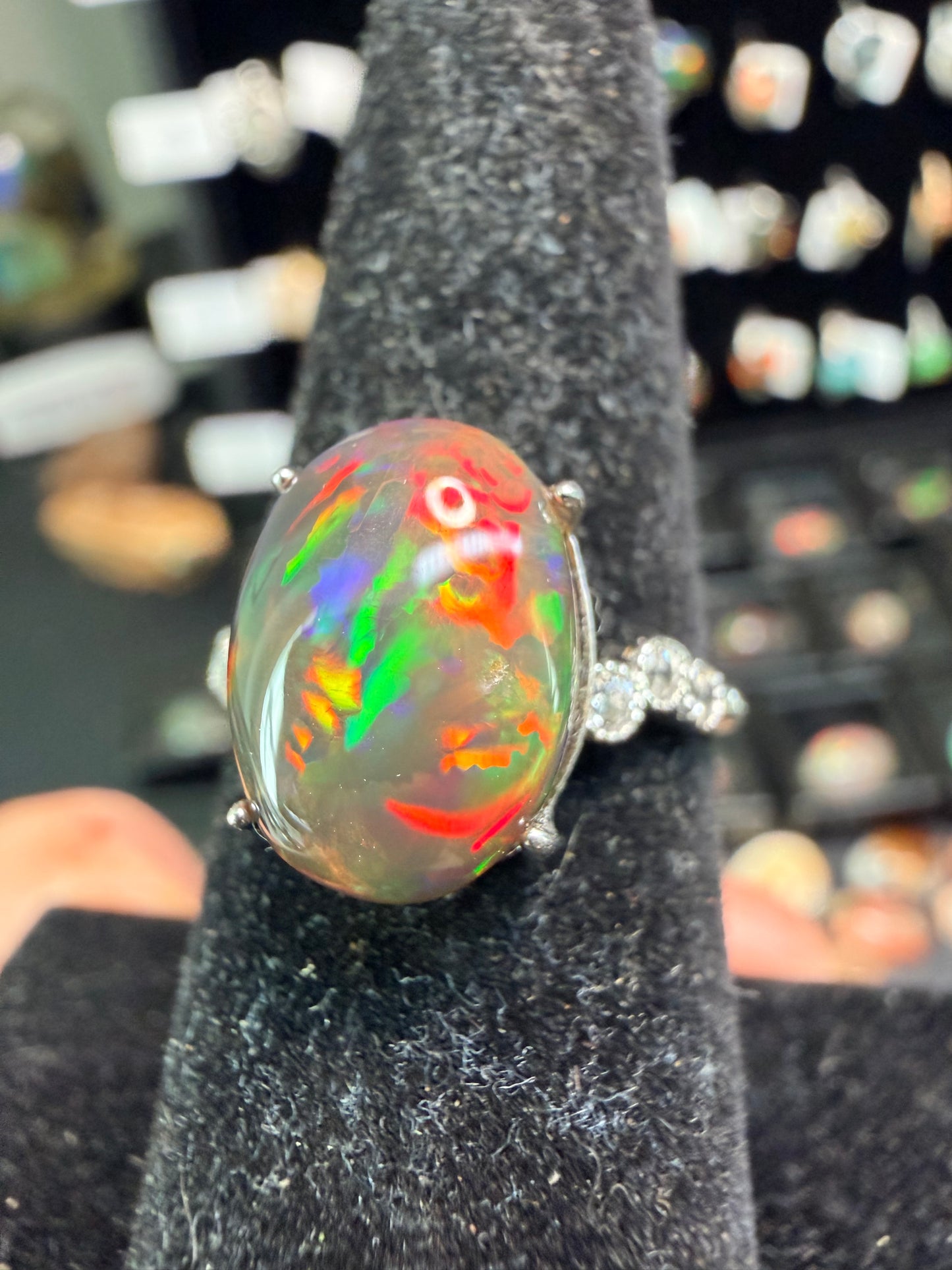 3.25 carat all natural blackEthiopian opal adjustable ring