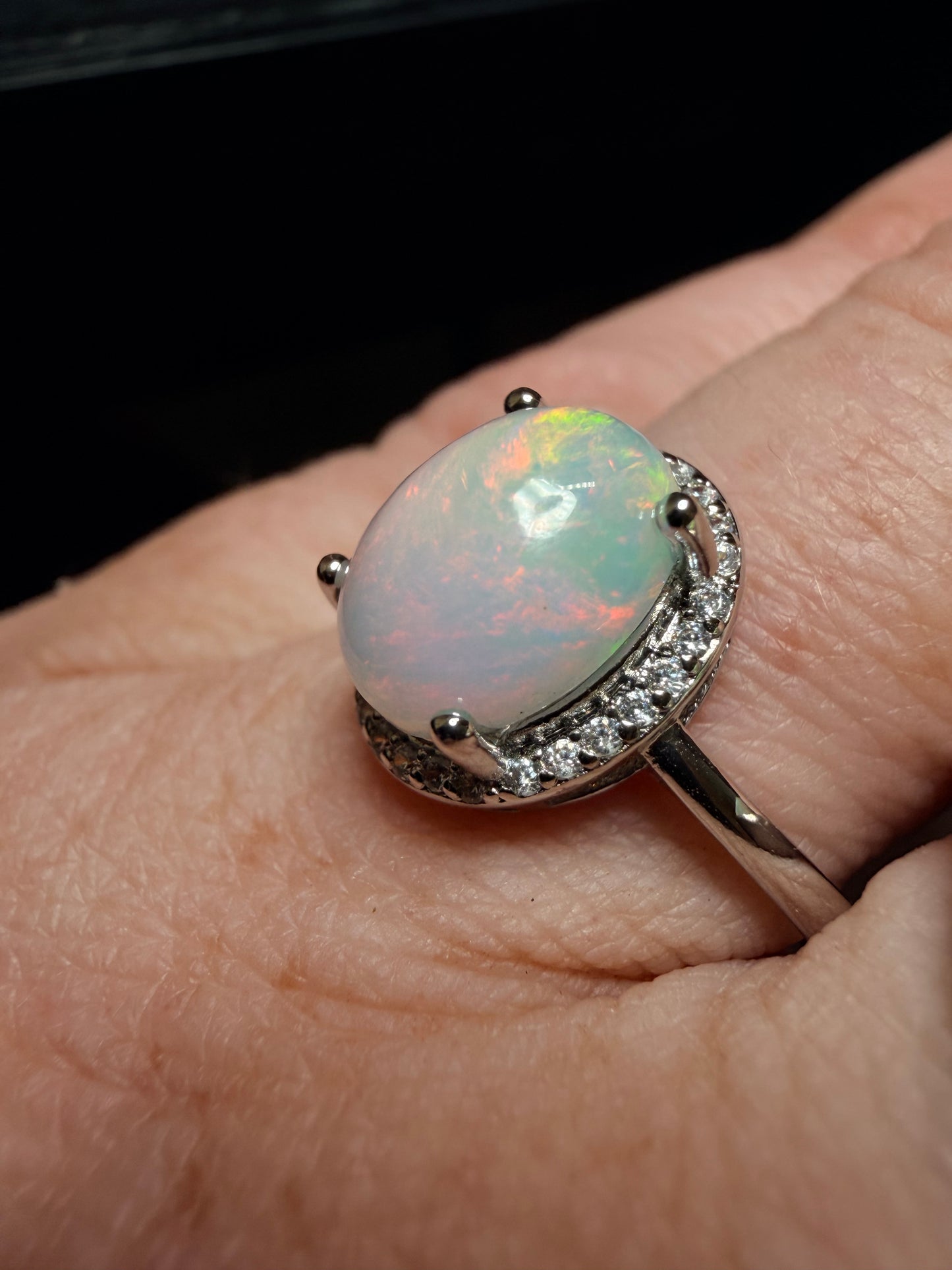 2.3 carat Ethiopian opal adjustable ring