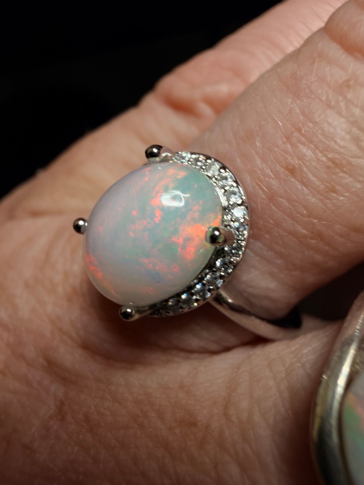 2.3 carat Ethiopian opal adjustable ring