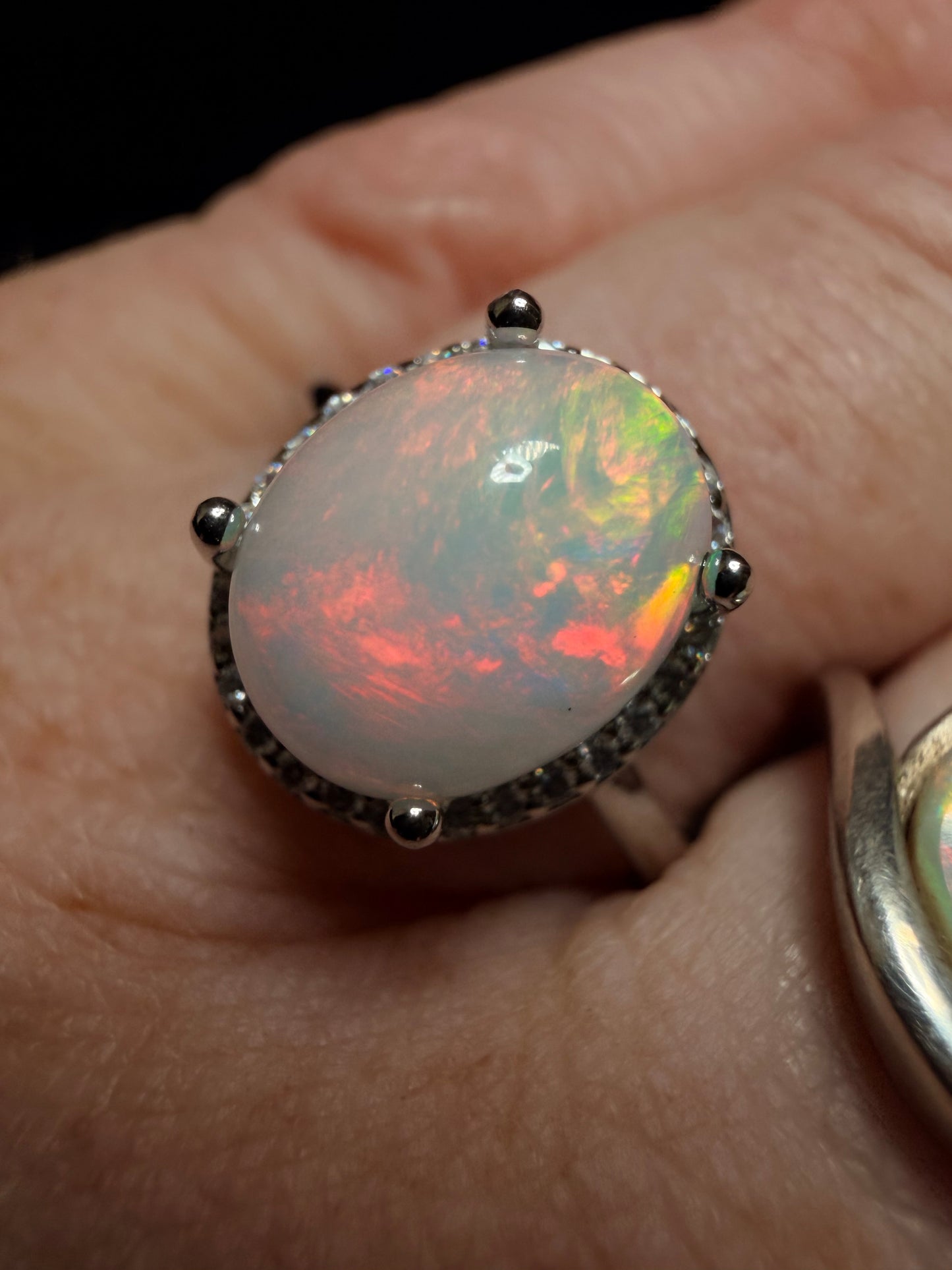 2.3 carat Ethiopian opal adjustable ring