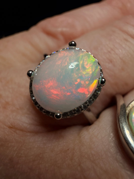 2.3 carat Ethiopian opal adjustable ring