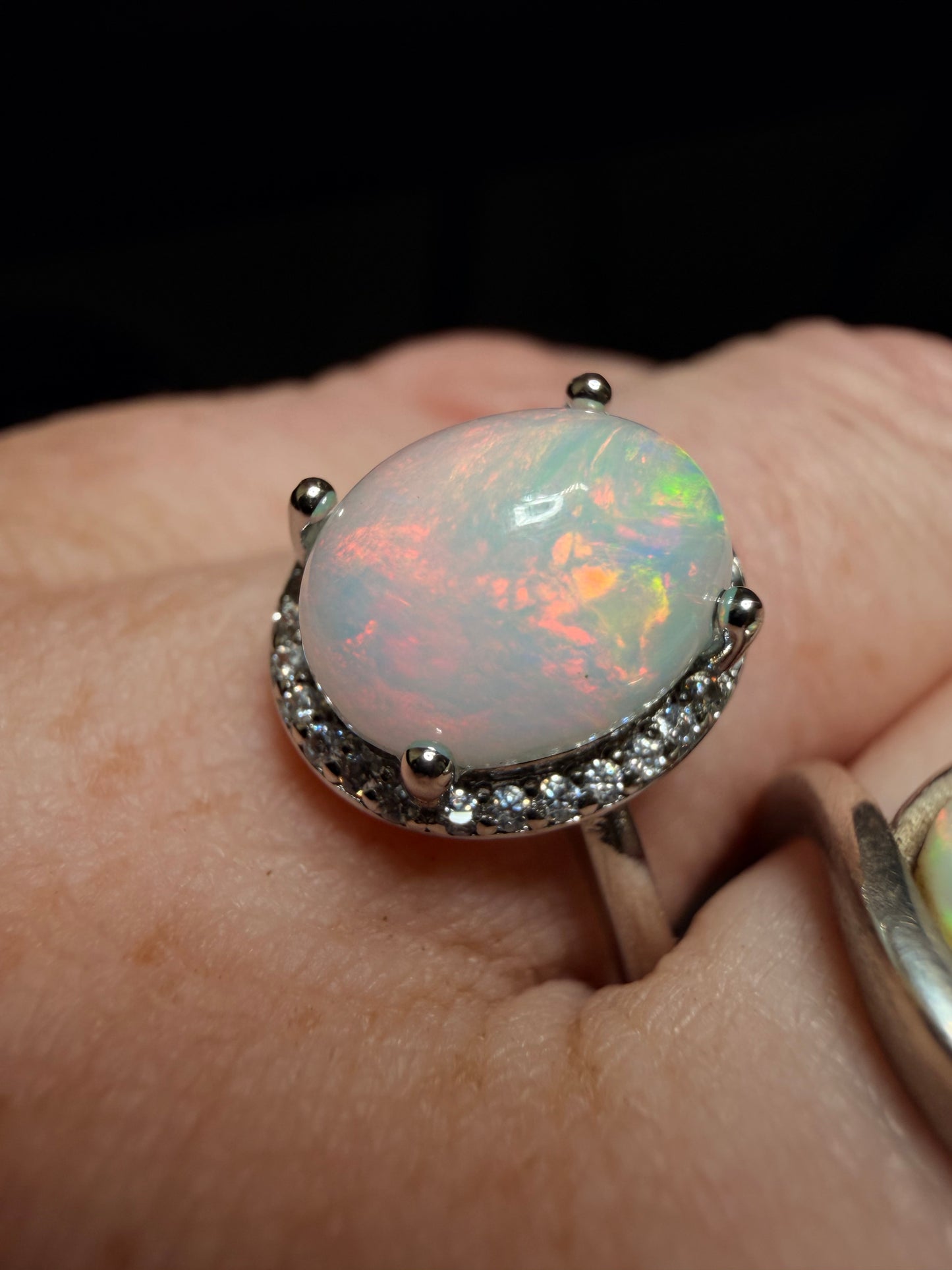 2.3 carat Ethiopian opal adjustable ring
