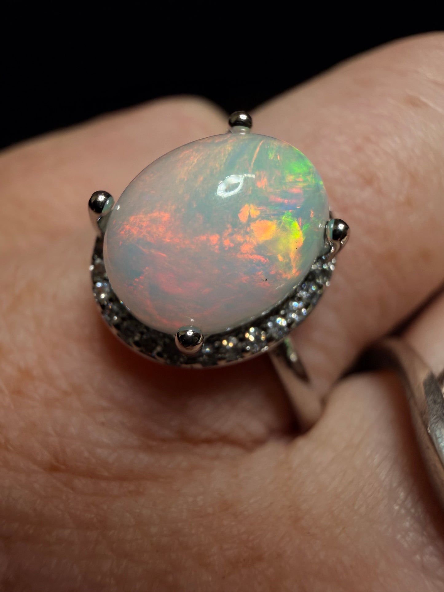 2.3 carat Ethiopian opal adjustable ring