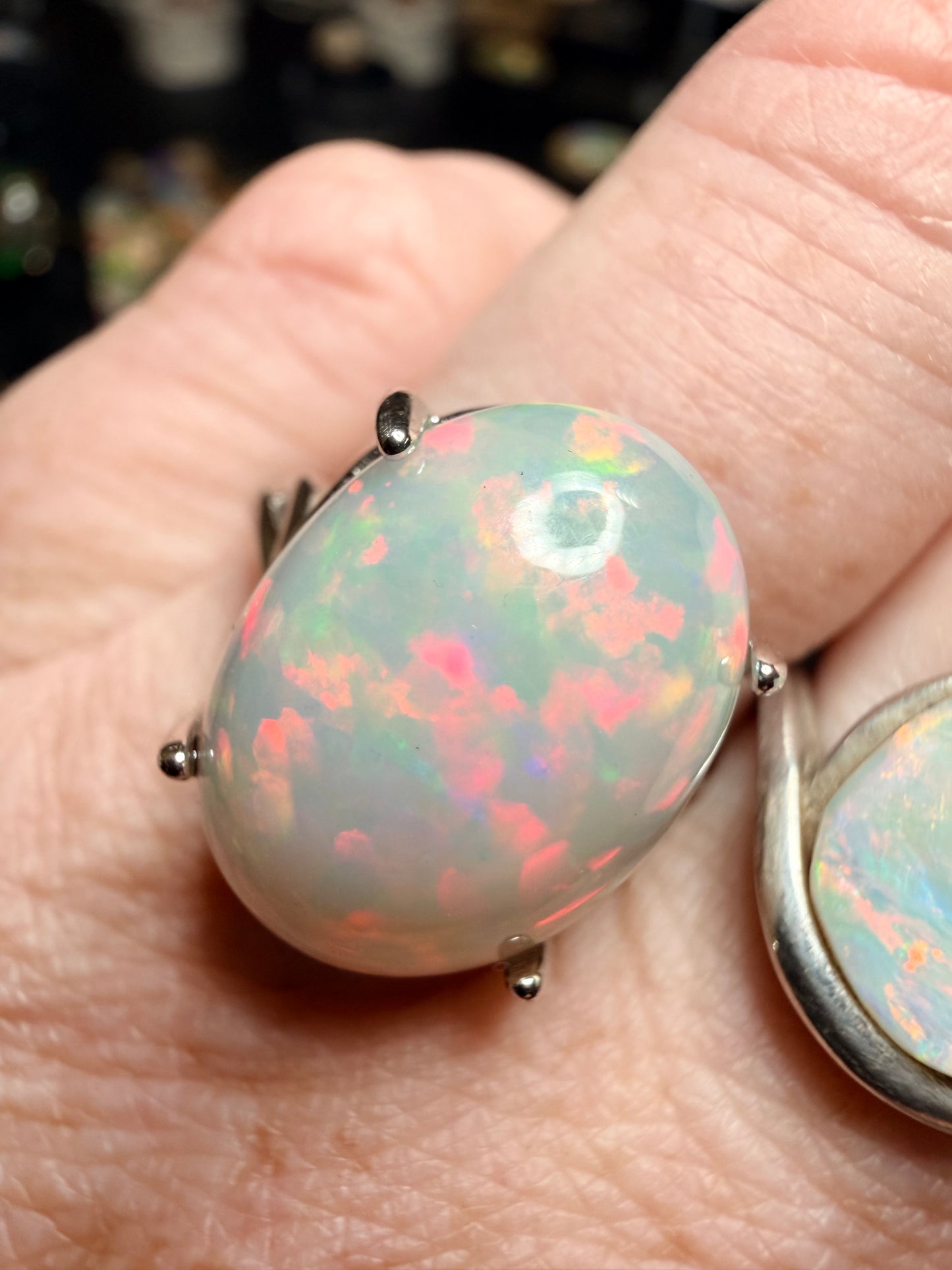 Large 6.8 carat Ethiopian opal adjustable ring
