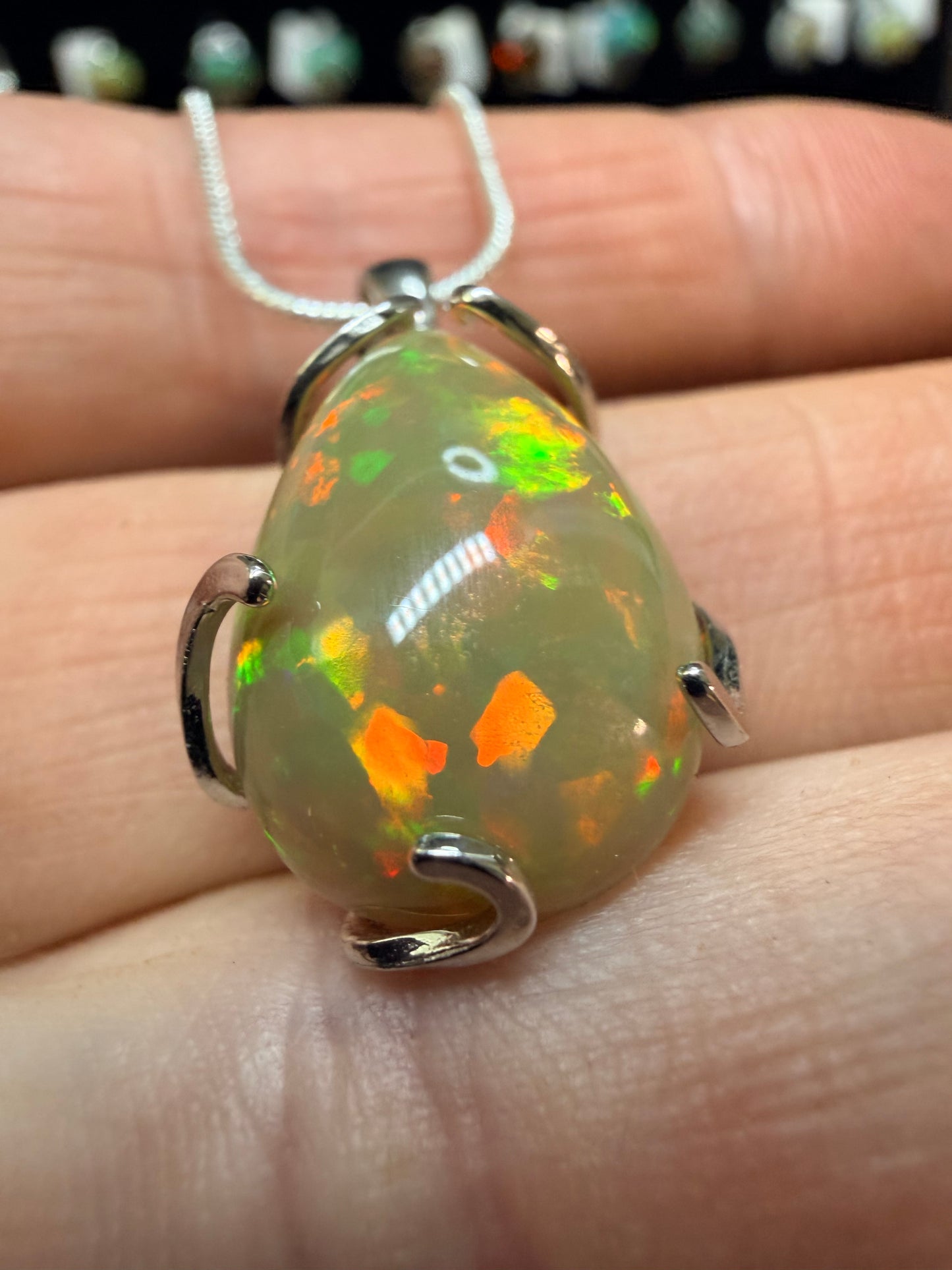 7.65 carat Ethiopian opal pendant and necklace
