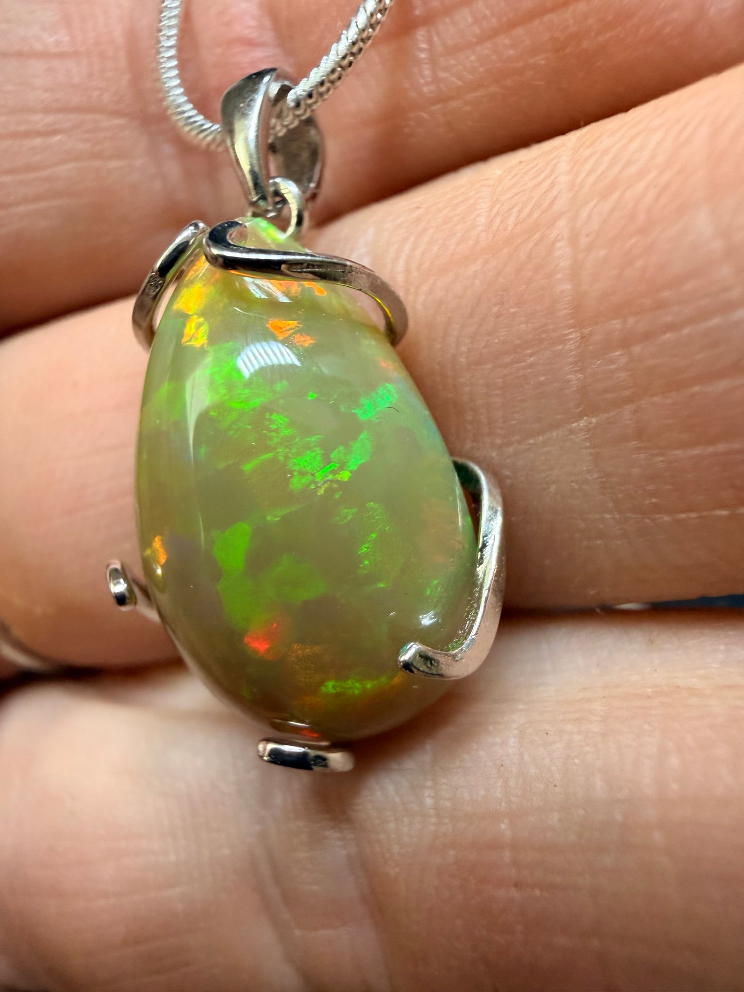 7.65 carat Ethiopian opal pendant and necklace