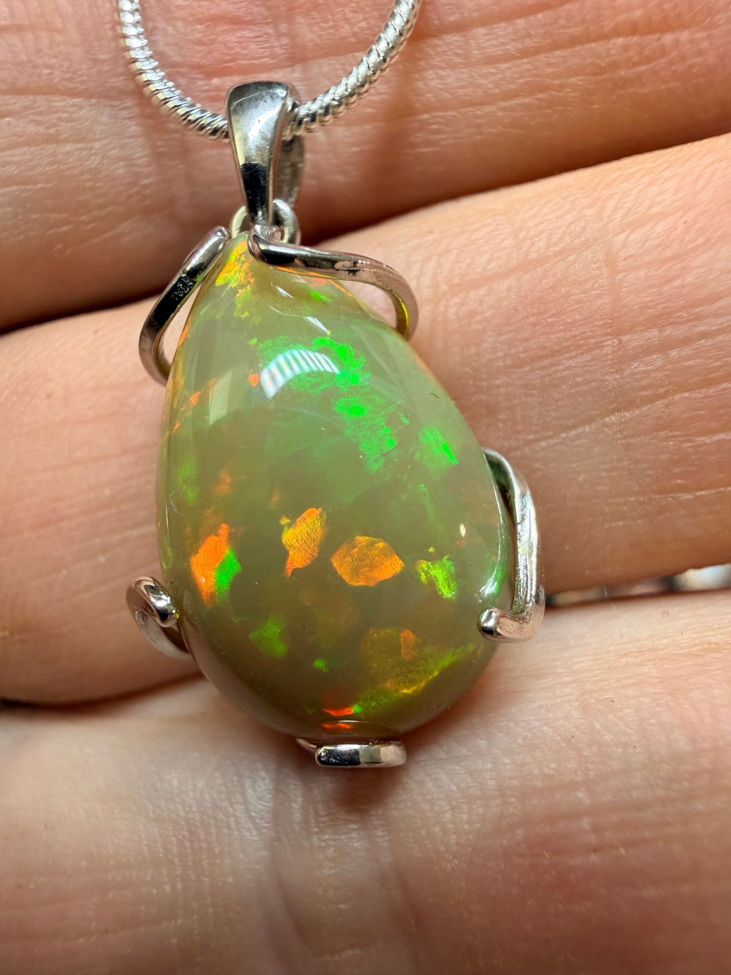 7.65 carat Ethiopian opal pendant and necklace