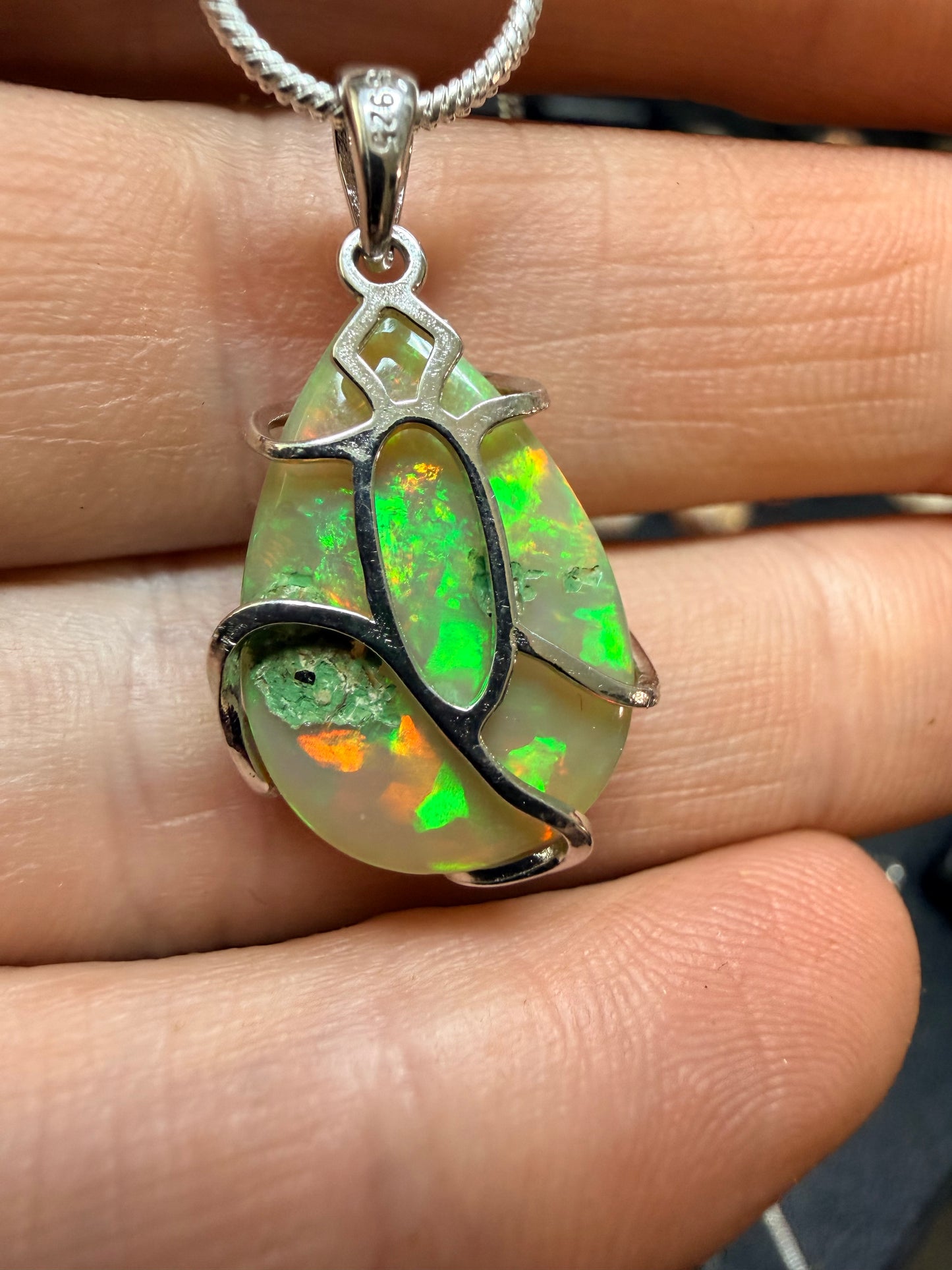 7.65 carat Ethiopian opal pendant and necklace