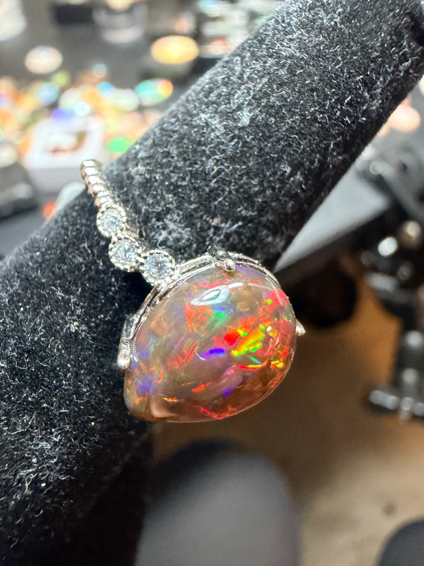 3.1 carat all natural black Ethiopian opal adjustable ring