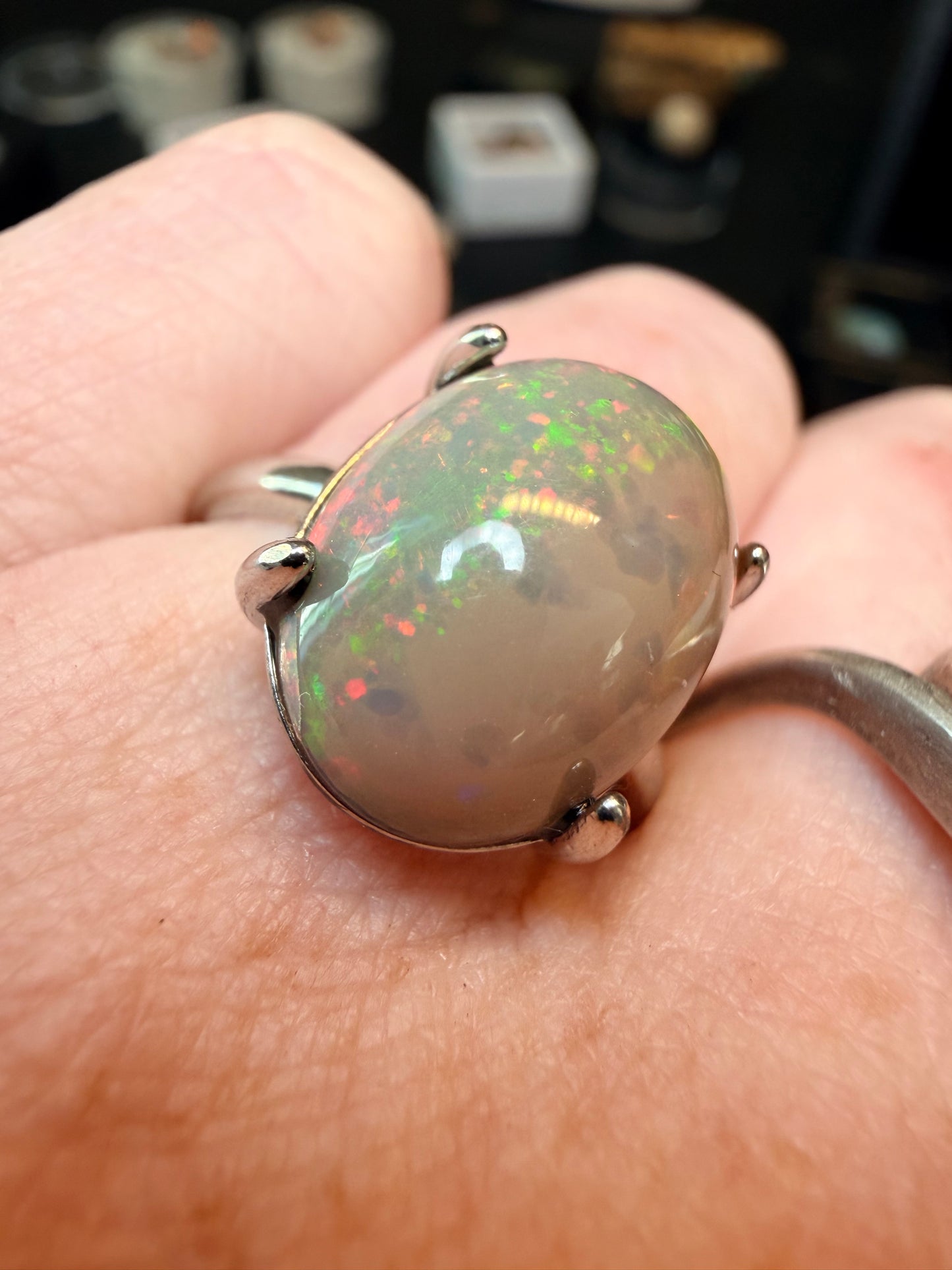 4.45 carats natural chocolate Ethiopian opal adjustable ring