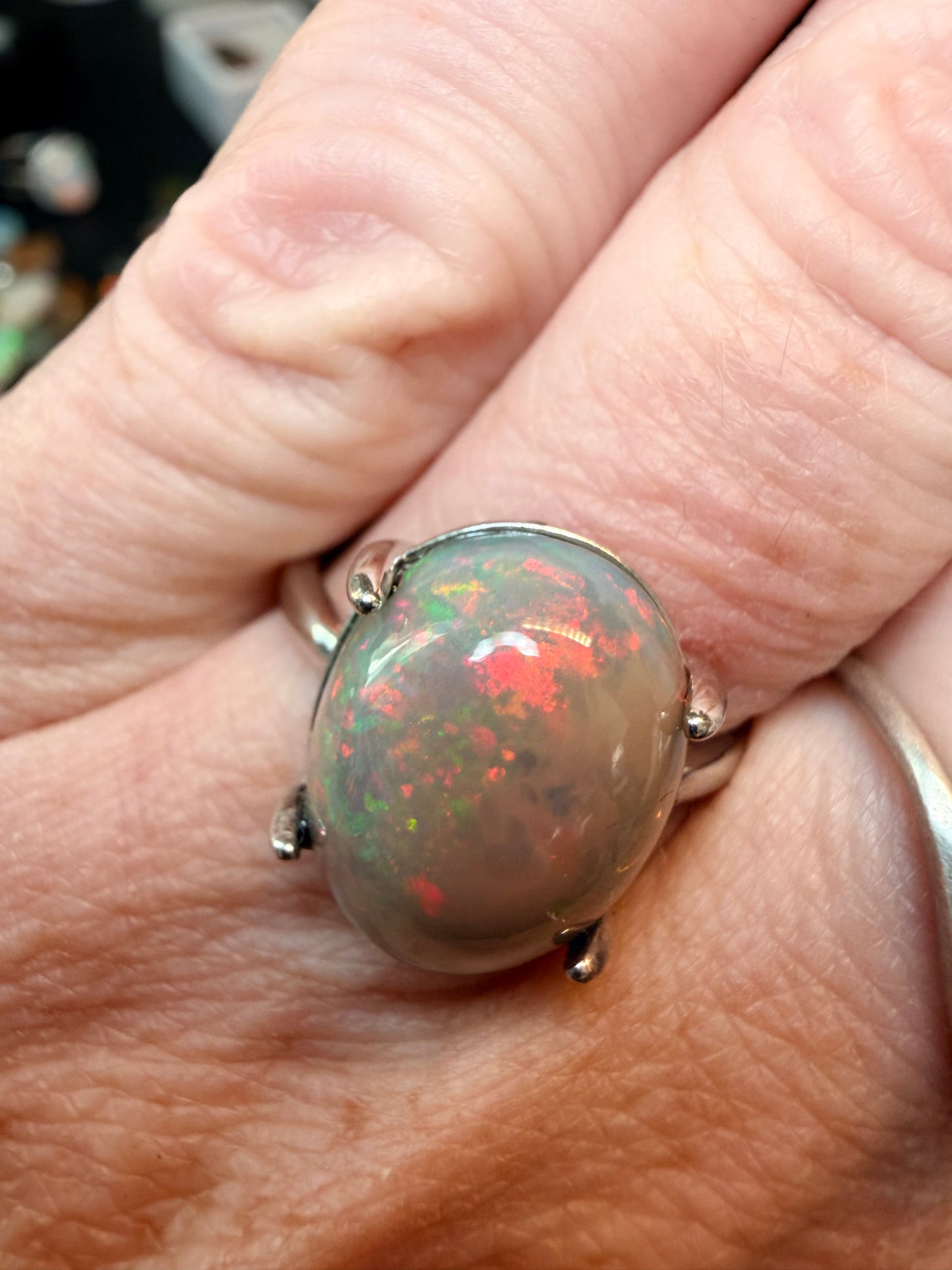 4.45 carats natural chocolate Ethiopian opal adjustable ring