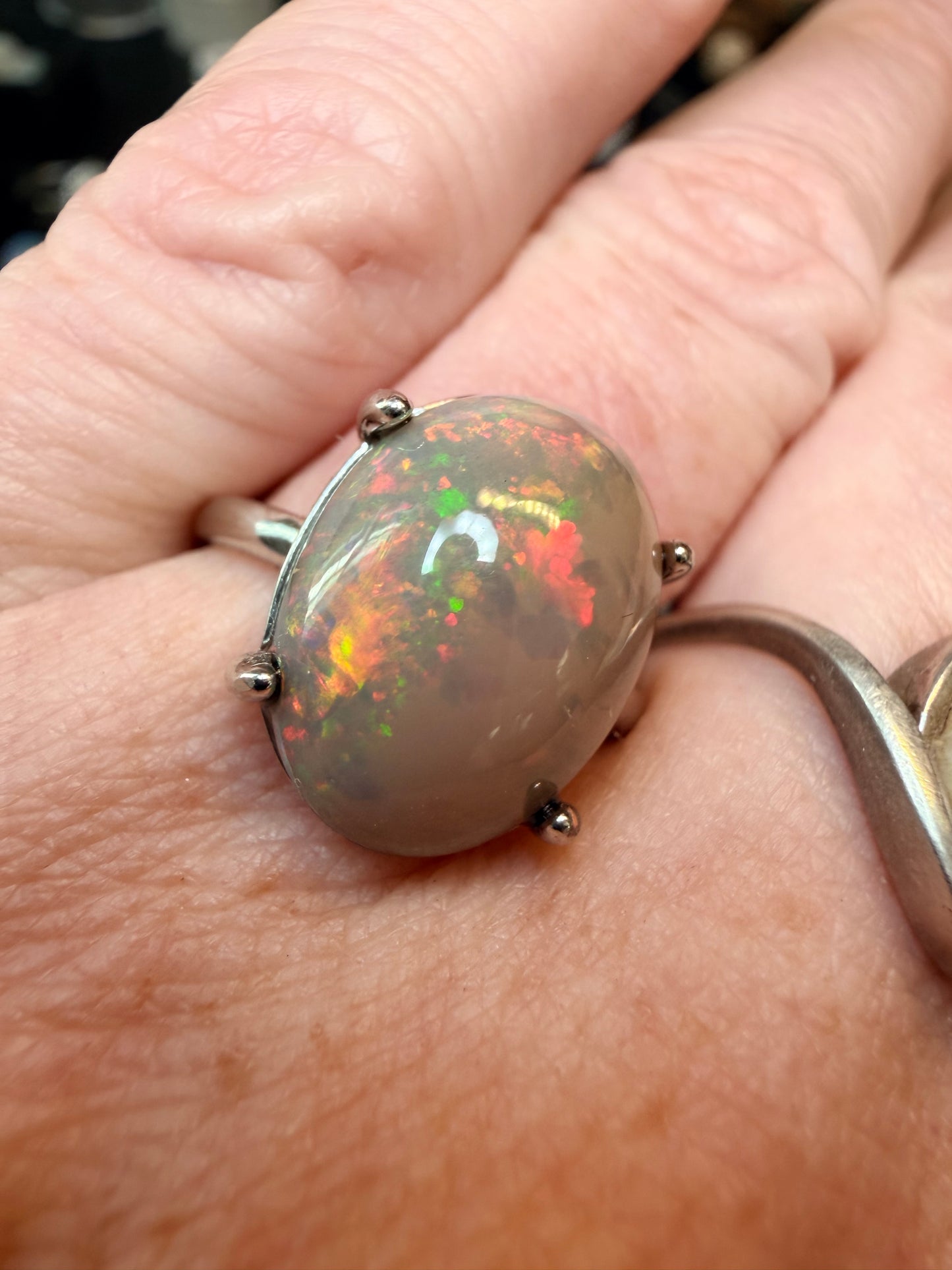 4.45 carats natural chocolate Ethiopian opal adjustable ring