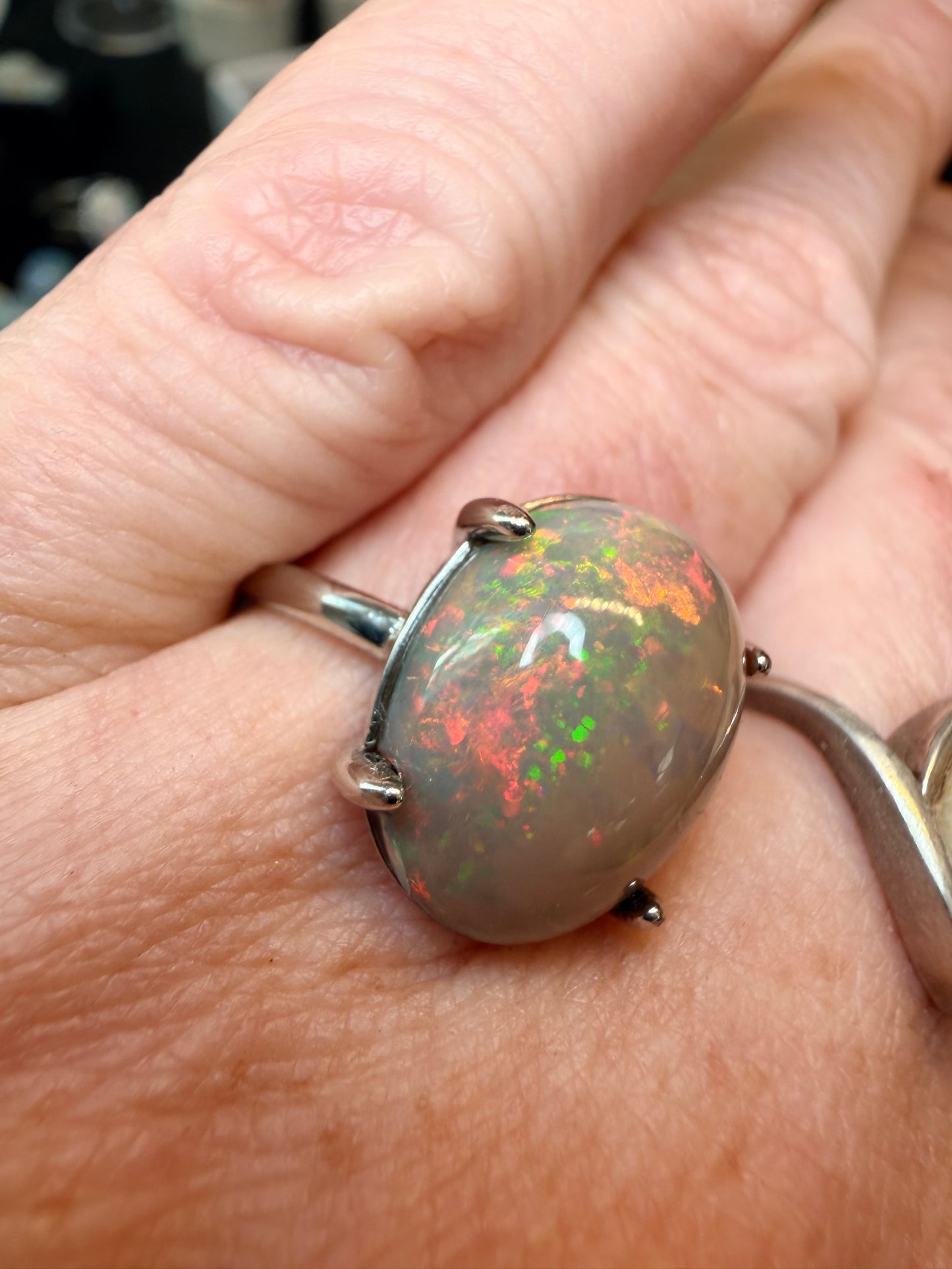 4.45 carats natural chocolate Ethiopian opal adjustable ring