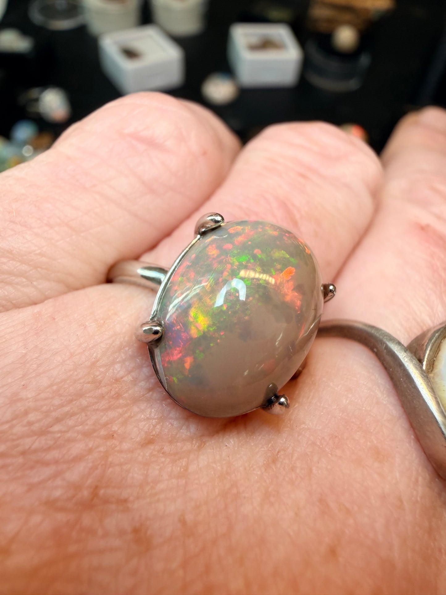 4.45 carats natural chocolate Ethiopian opal adjustable ring