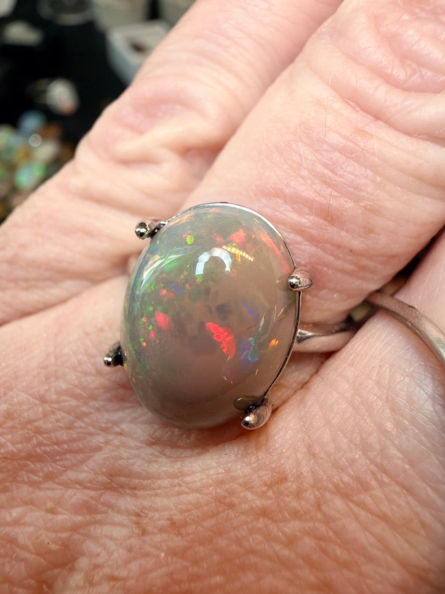 4.45 carats natural chocolate Ethiopian opal adjustable ring