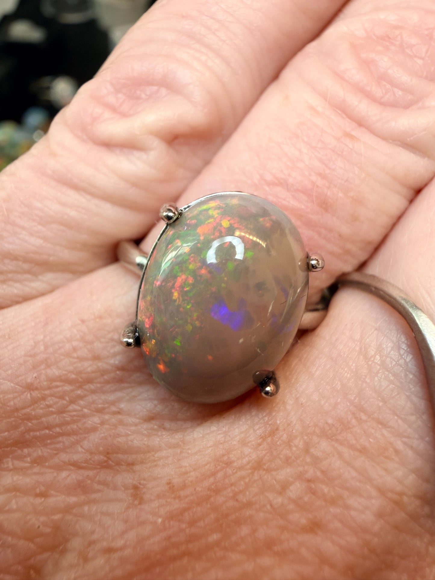 4.45 carats natural chocolate Ethiopian opal adjustable ring