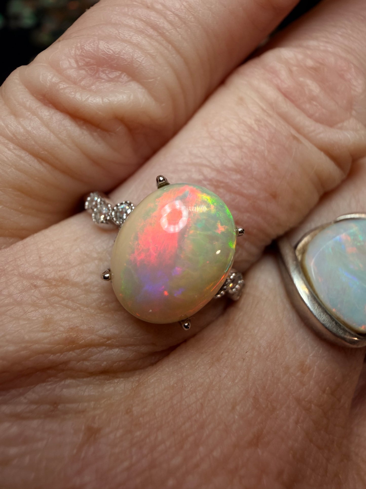 2.8 carat Ethiopian opal natural adjustable ring