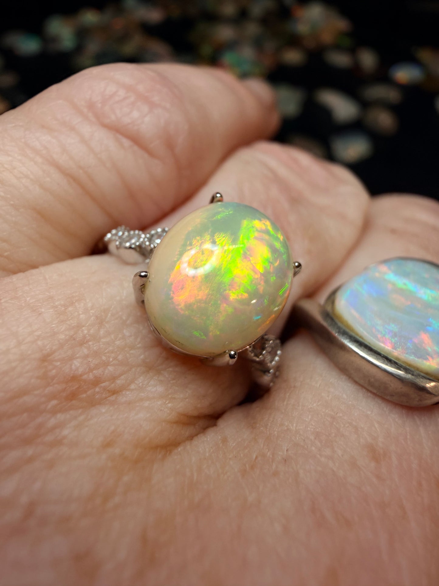 2.8 carat Ethiopian opal natural adjustable ring