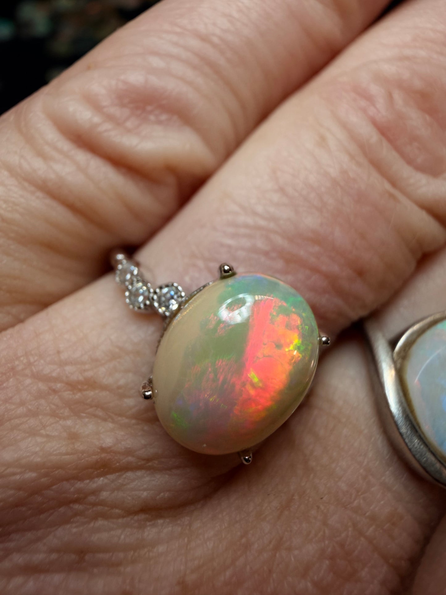 2.8 carat Ethiopian opal natural adjustable ring
