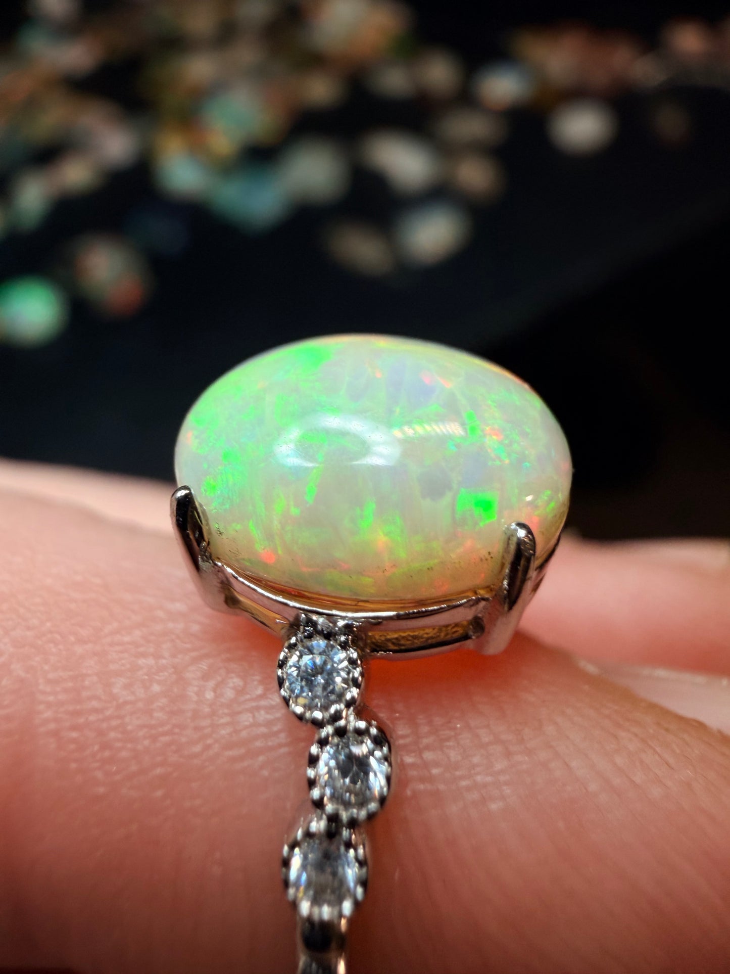 2.8 carat Ethiopian opal natural adjustable ring