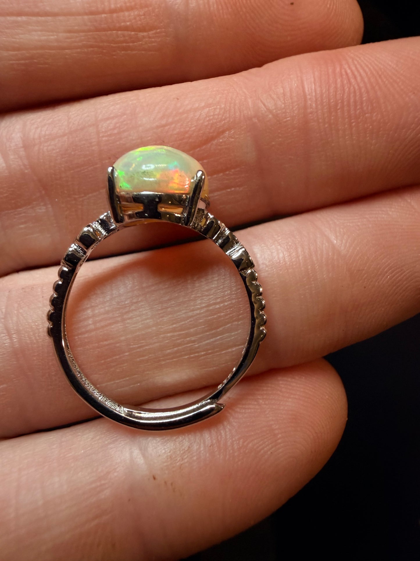 2.8 carat Ethiopian opal natural adjustable ring