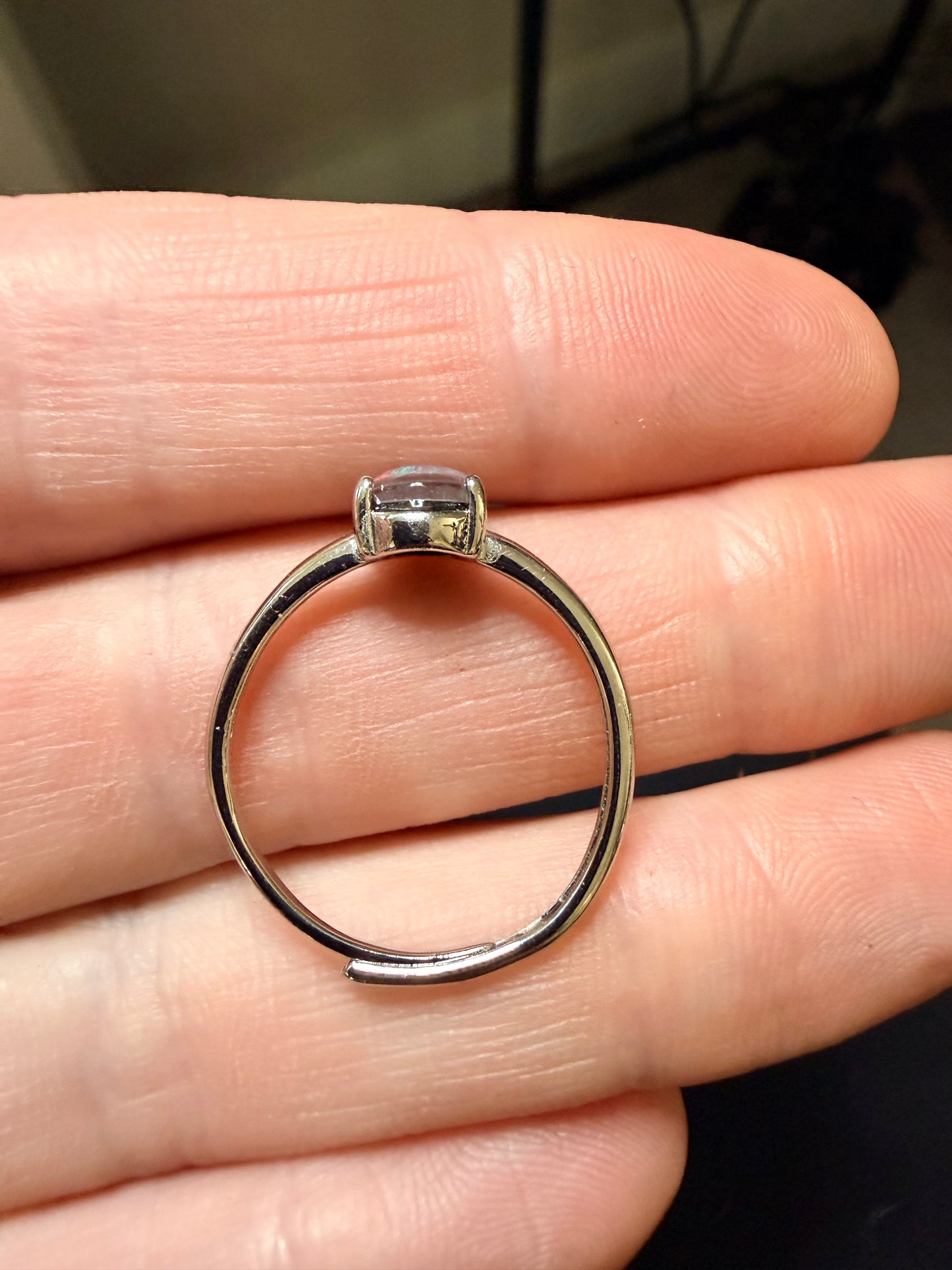 Australian Lightning Ridge triplet stone adjustable ring